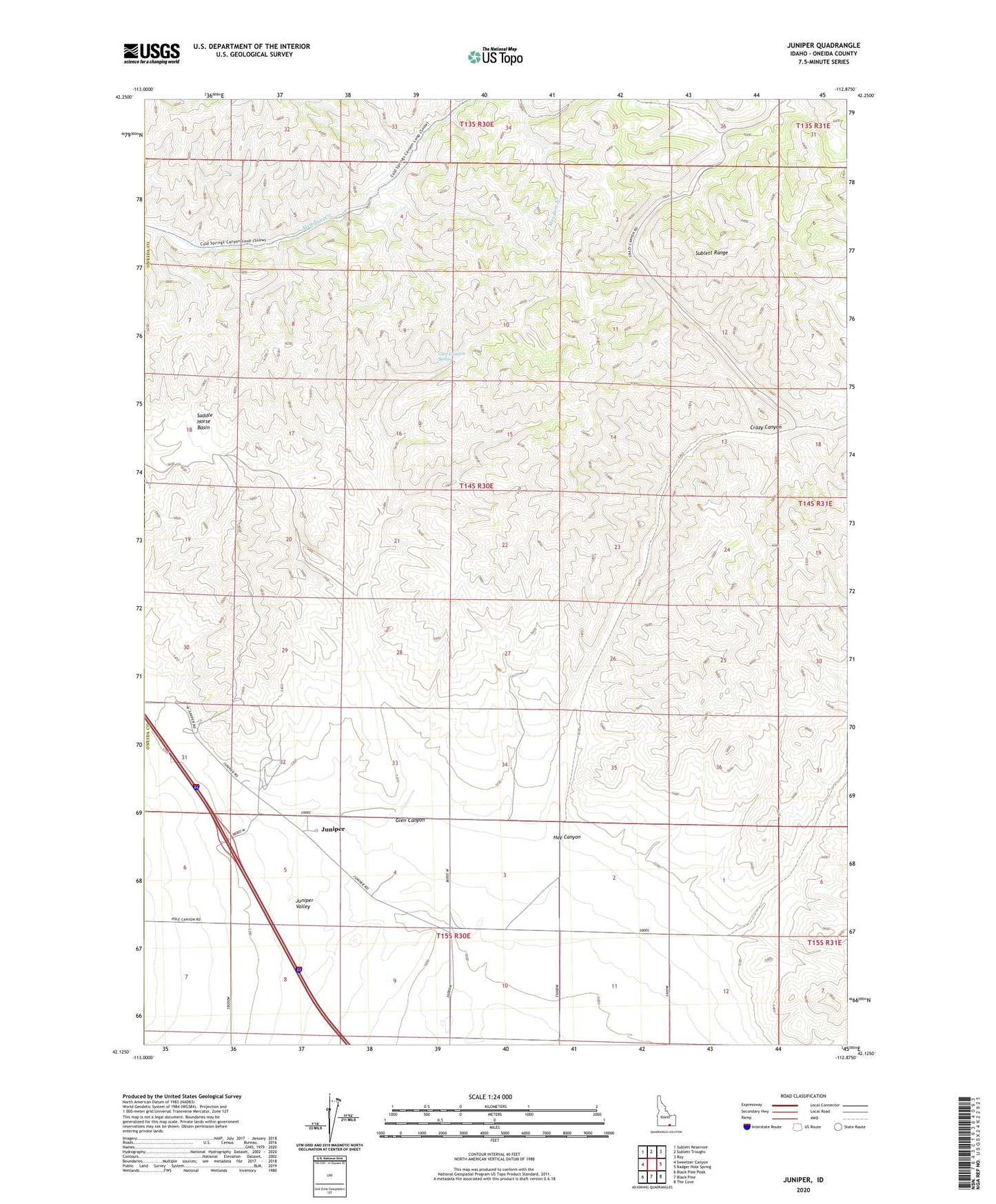 Juniper Idaho US Topo Map Image