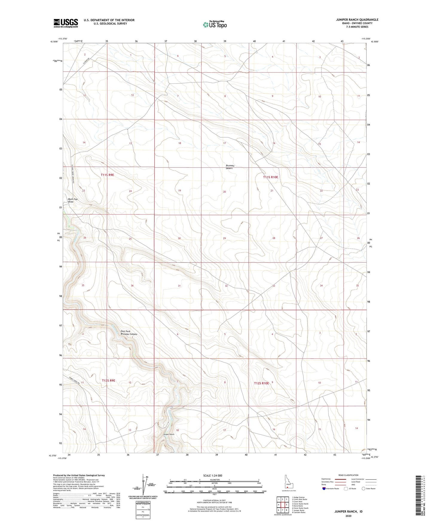 Juniper Ranch Idaho US Topo Map Image