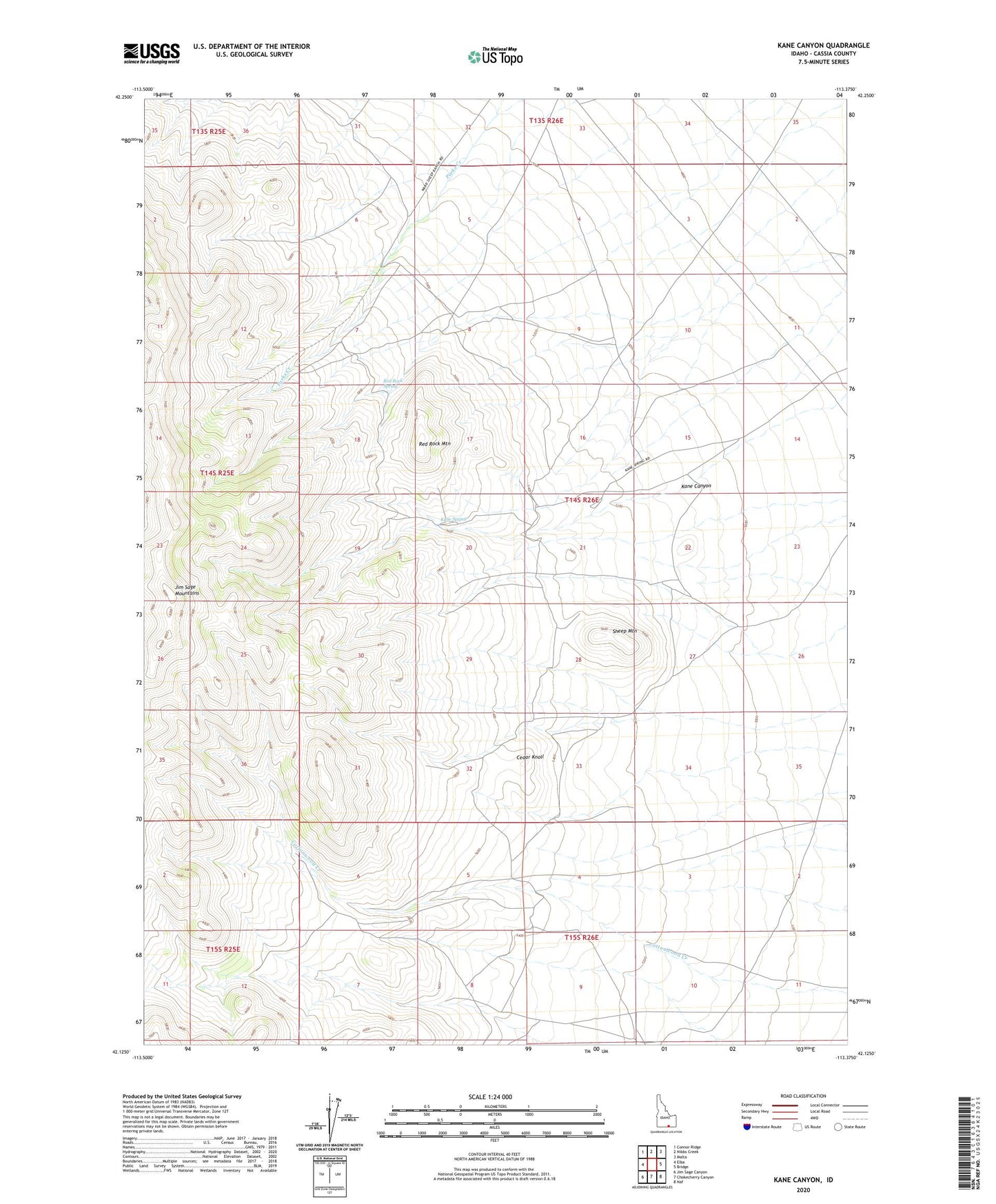 Kane Canyon Idaho US Topo Map Image