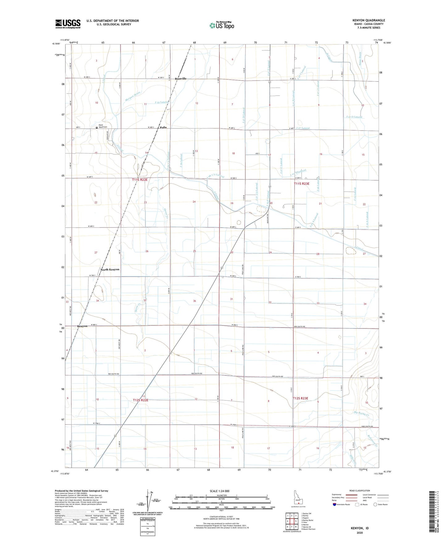 Kenyon Idaho US Topo Map Image