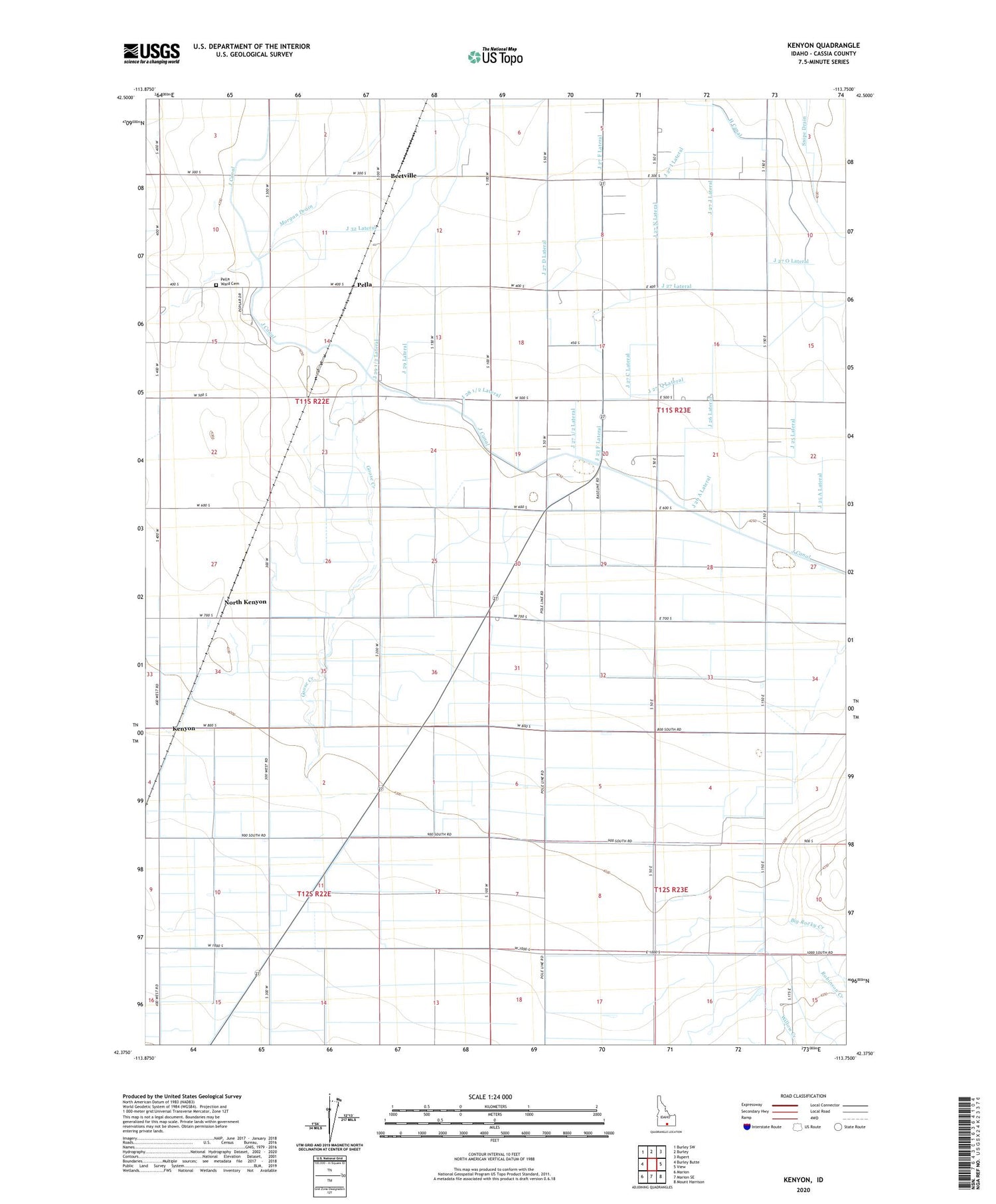 Kenyon Idaho US Topo Map Image