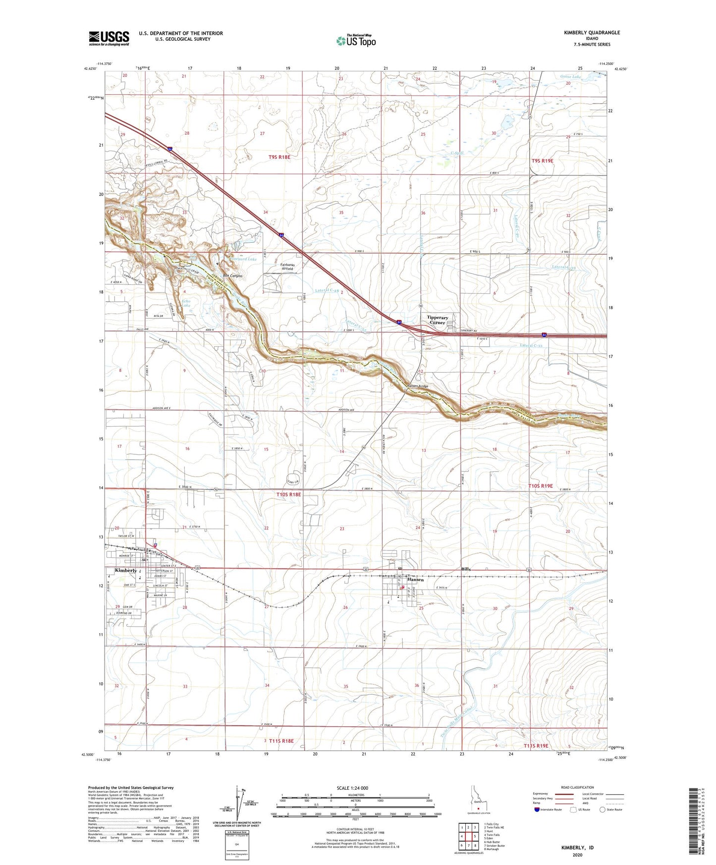 Kimberly Idaho US Topo Map Image