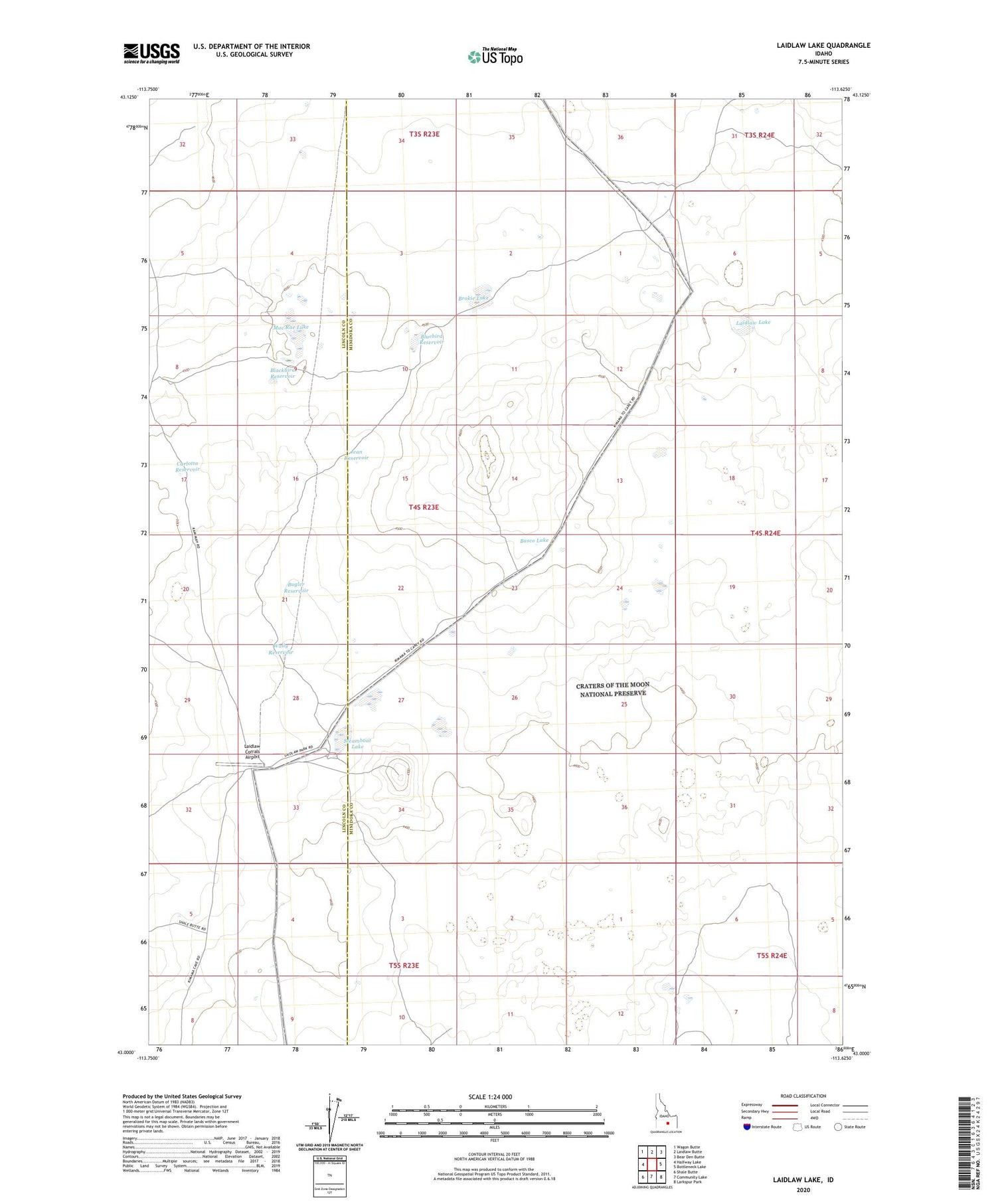 Laidlaw Lake Idaho US Topo Map Image
