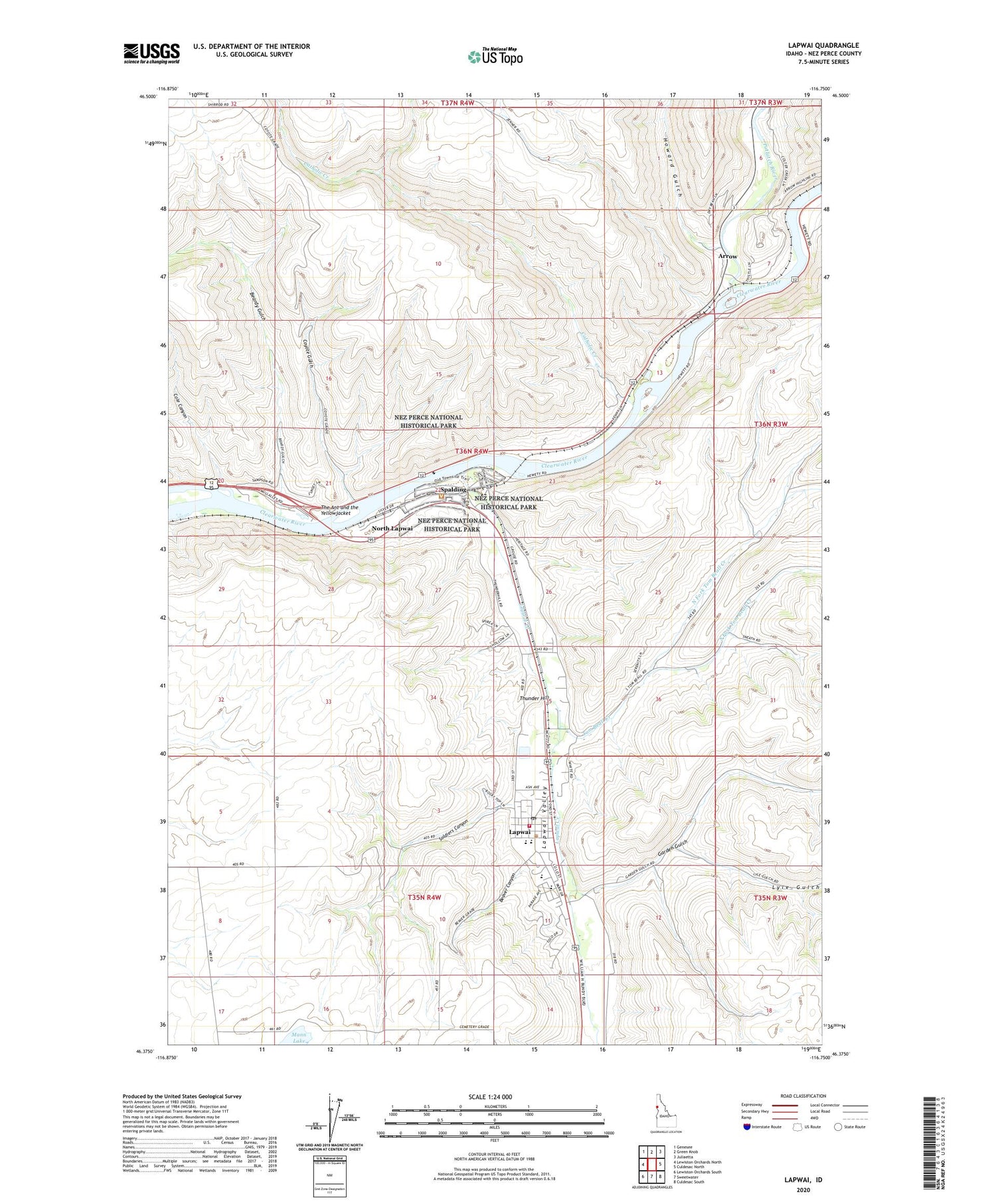 Lapwai Idaho US Topo Map Image