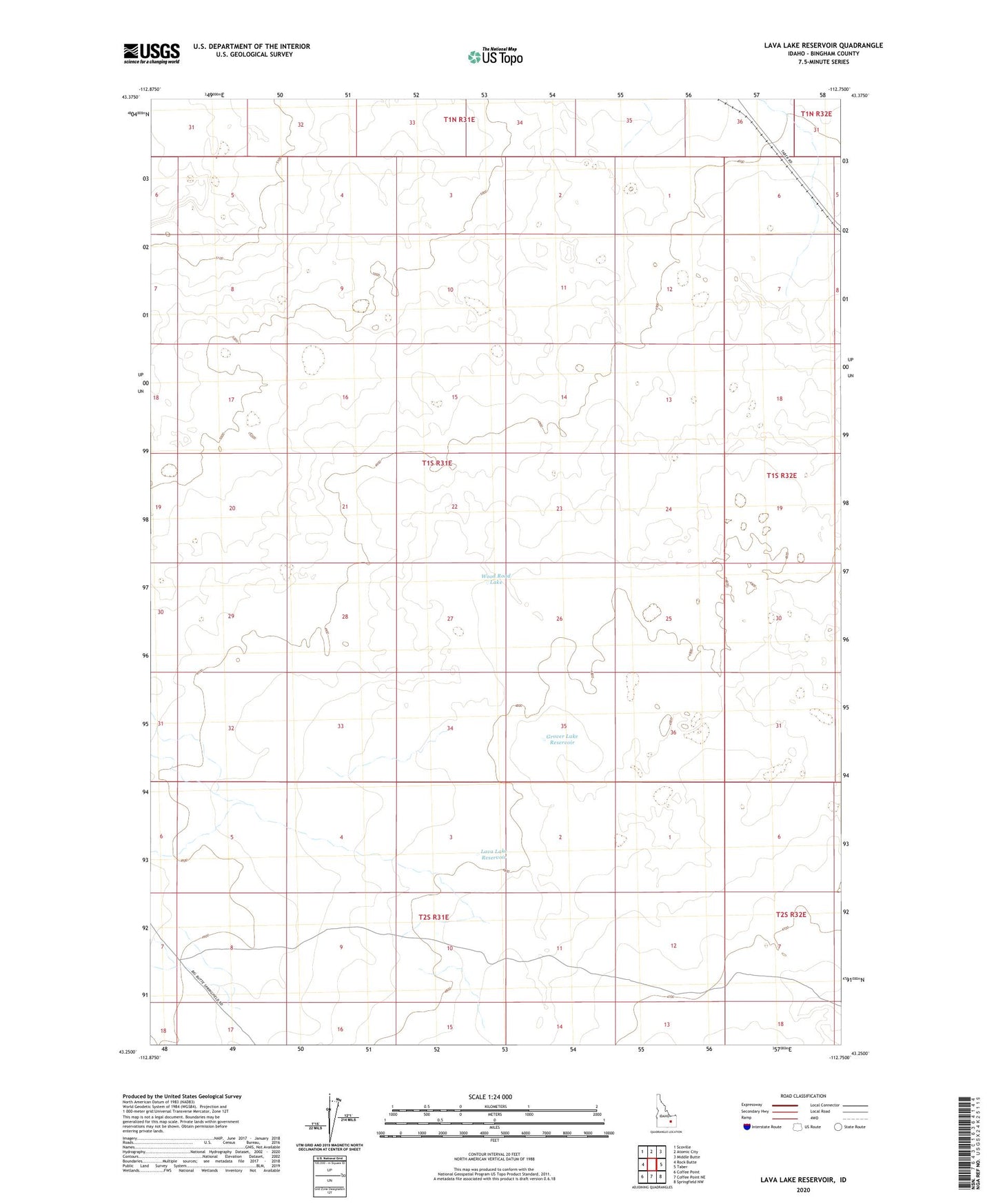 Lava Lake Reservoir Idaho US Topo Map Image