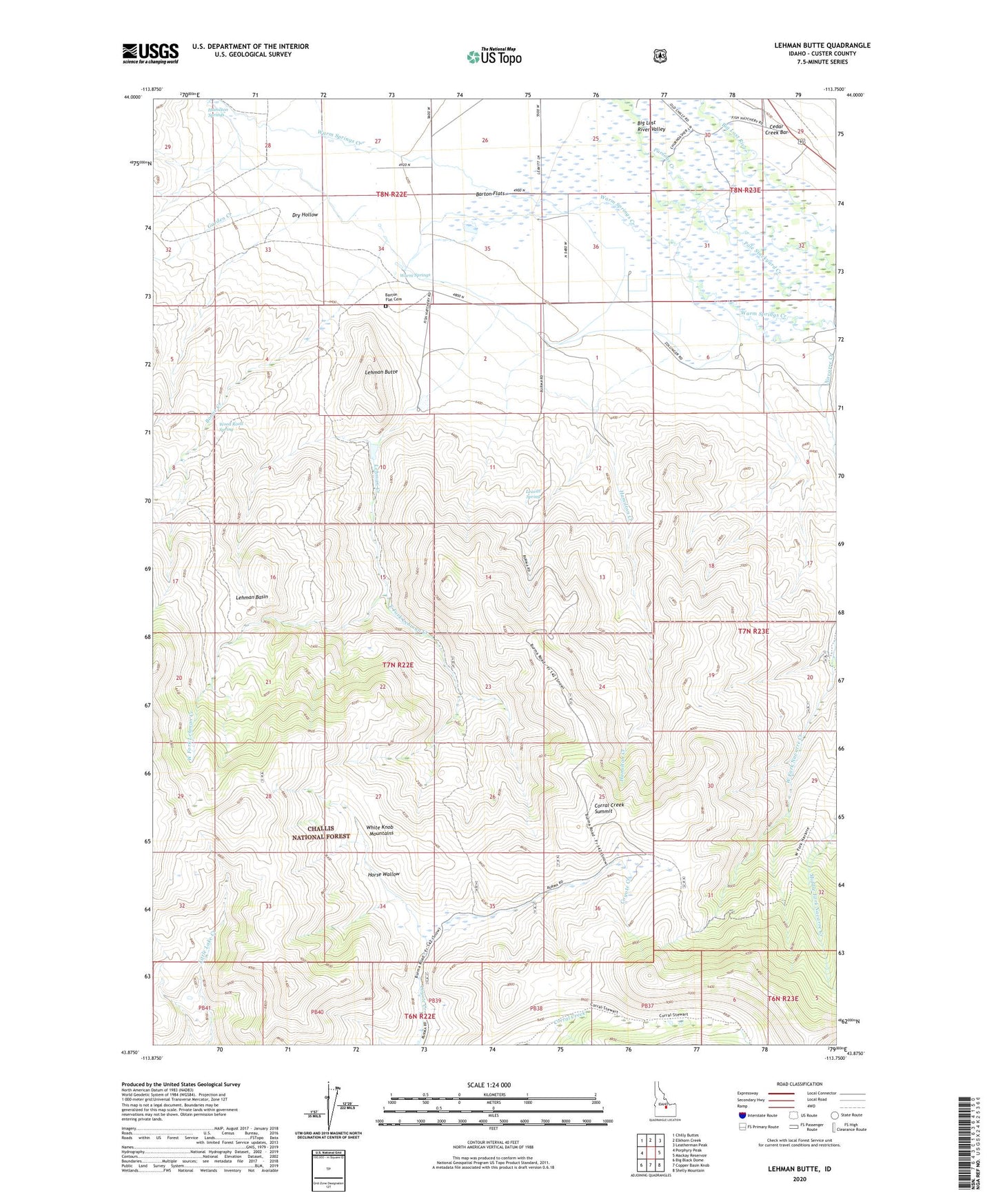 Lehman Butte Idaho US Topo Map Image