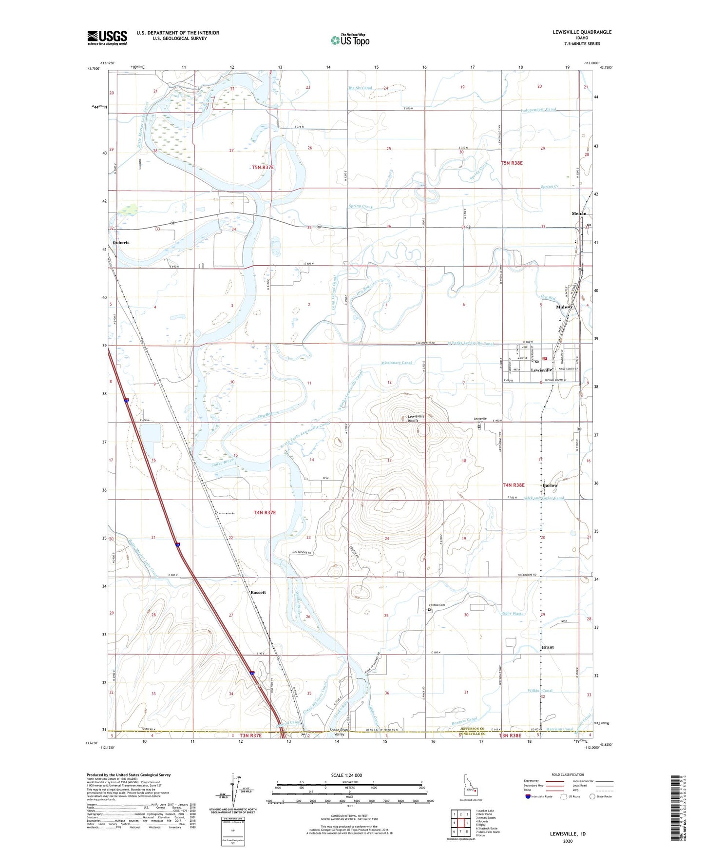 Lewisville Idaho US Topo Map Image