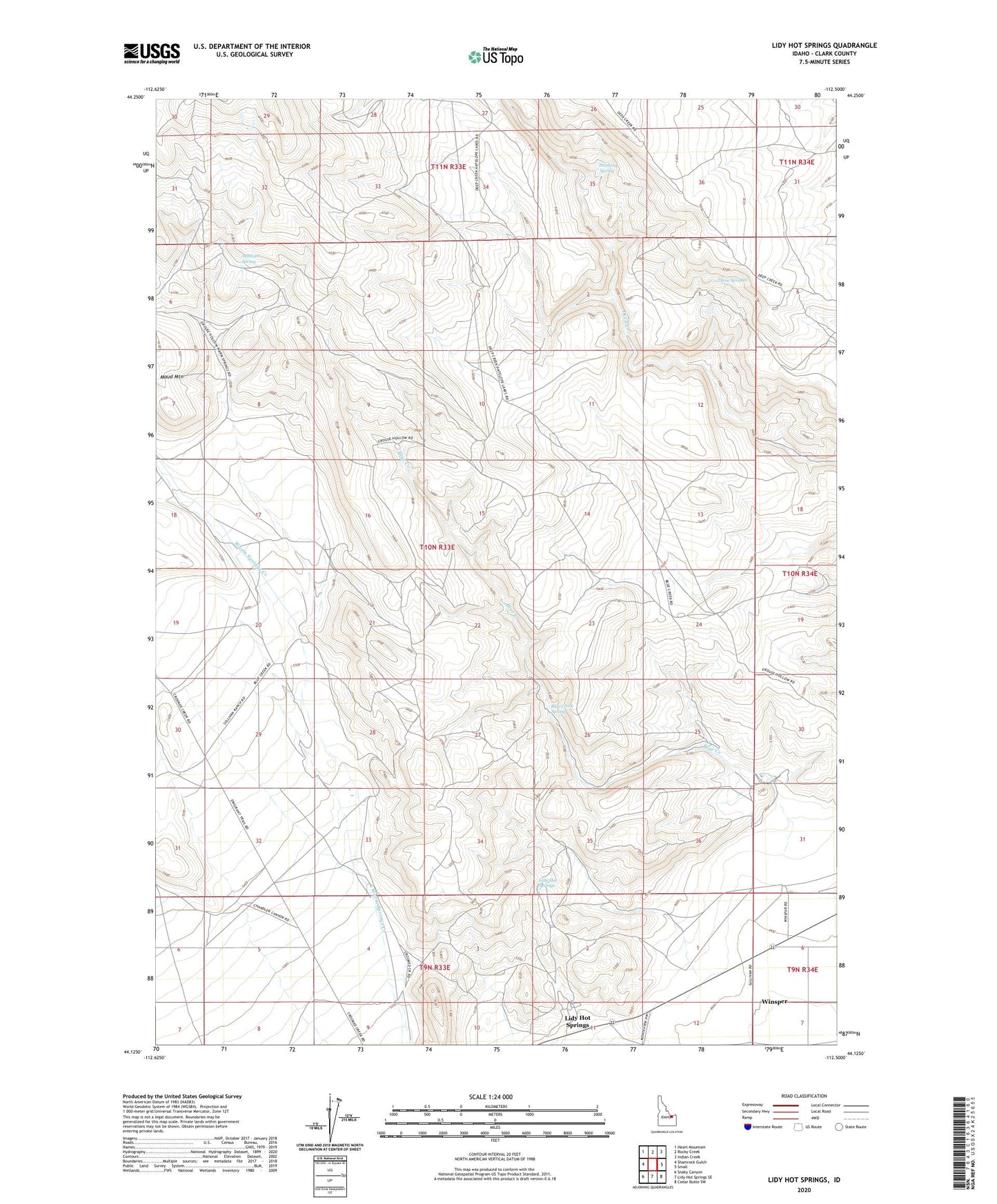 Lidy Hot Springs Idaho US Topo Map Image