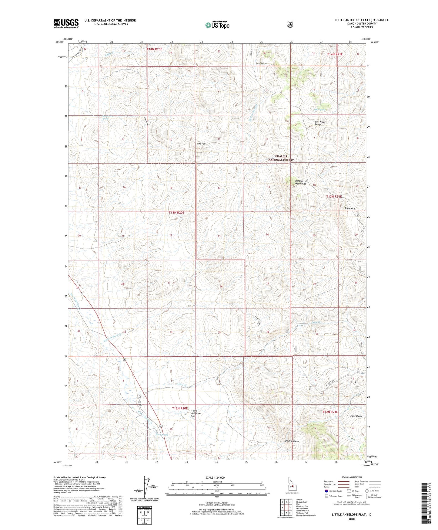 Little Antelope Flat Idaho US Topo Map Image