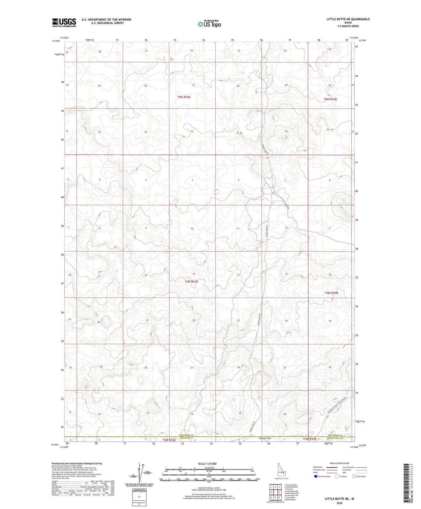 Little Butte NE Idaho US Topo Map Image