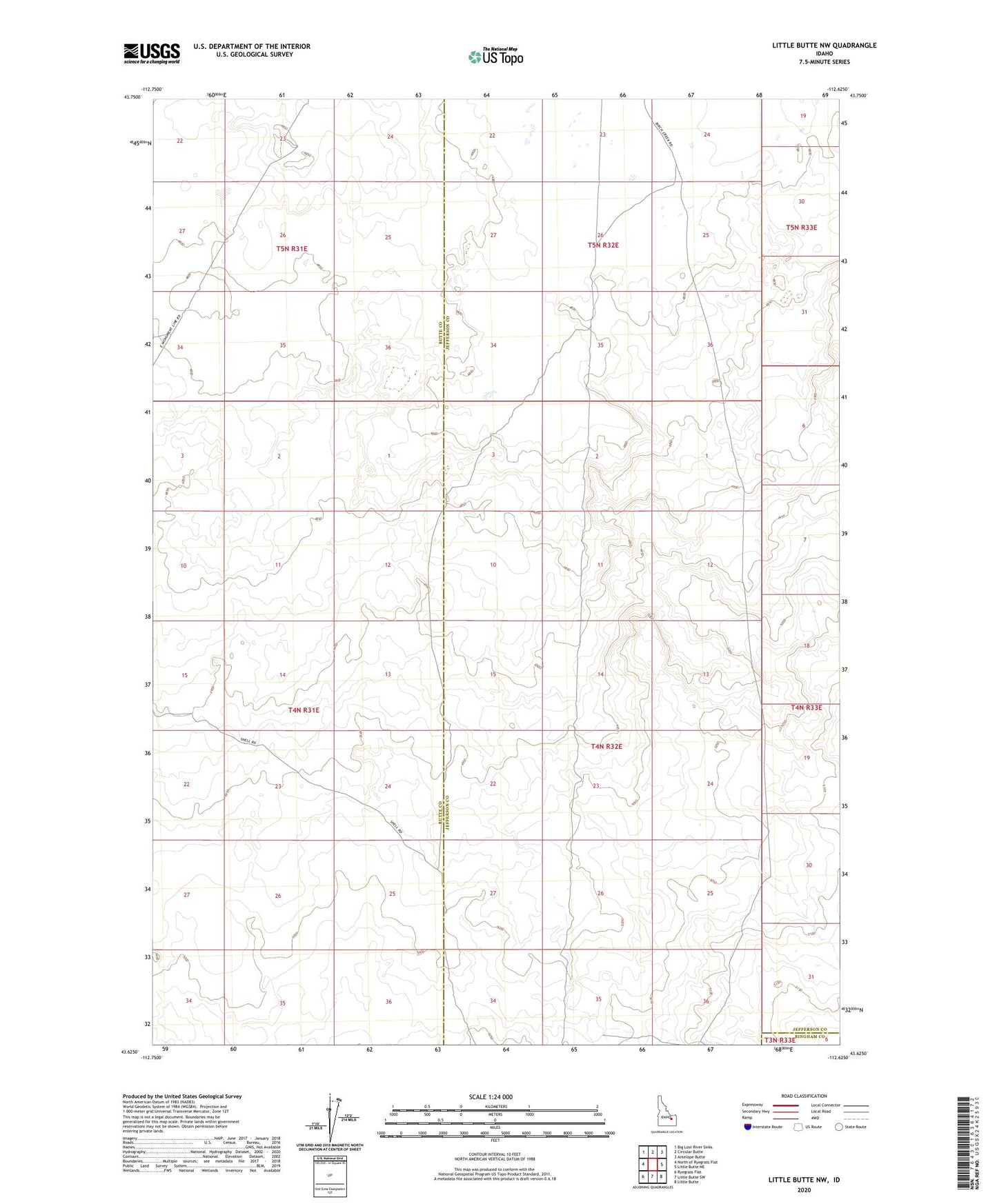 Little Butte NW Idaho US Topo Map Image