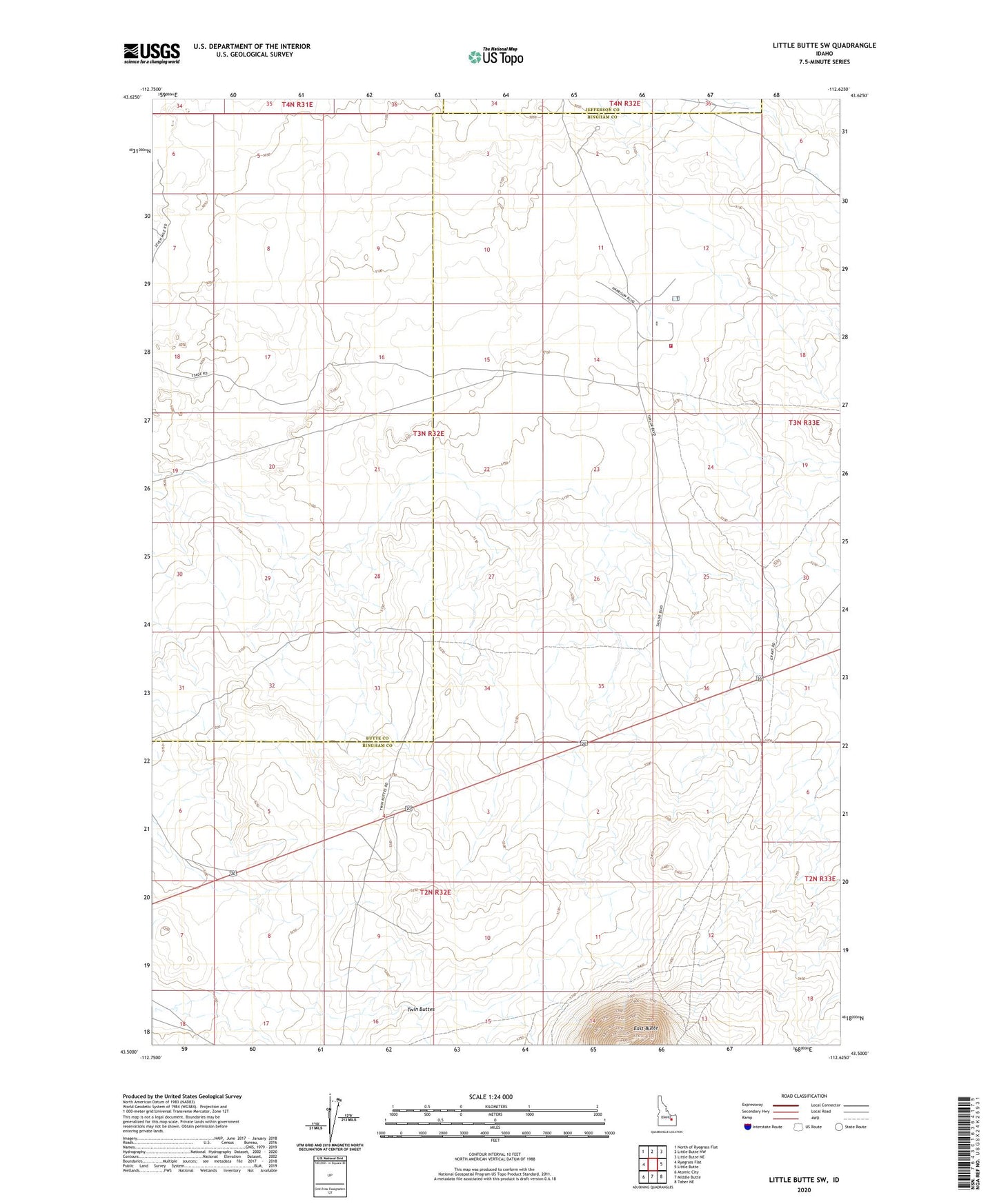 Little Butte SW Idaho US Topo Map Image