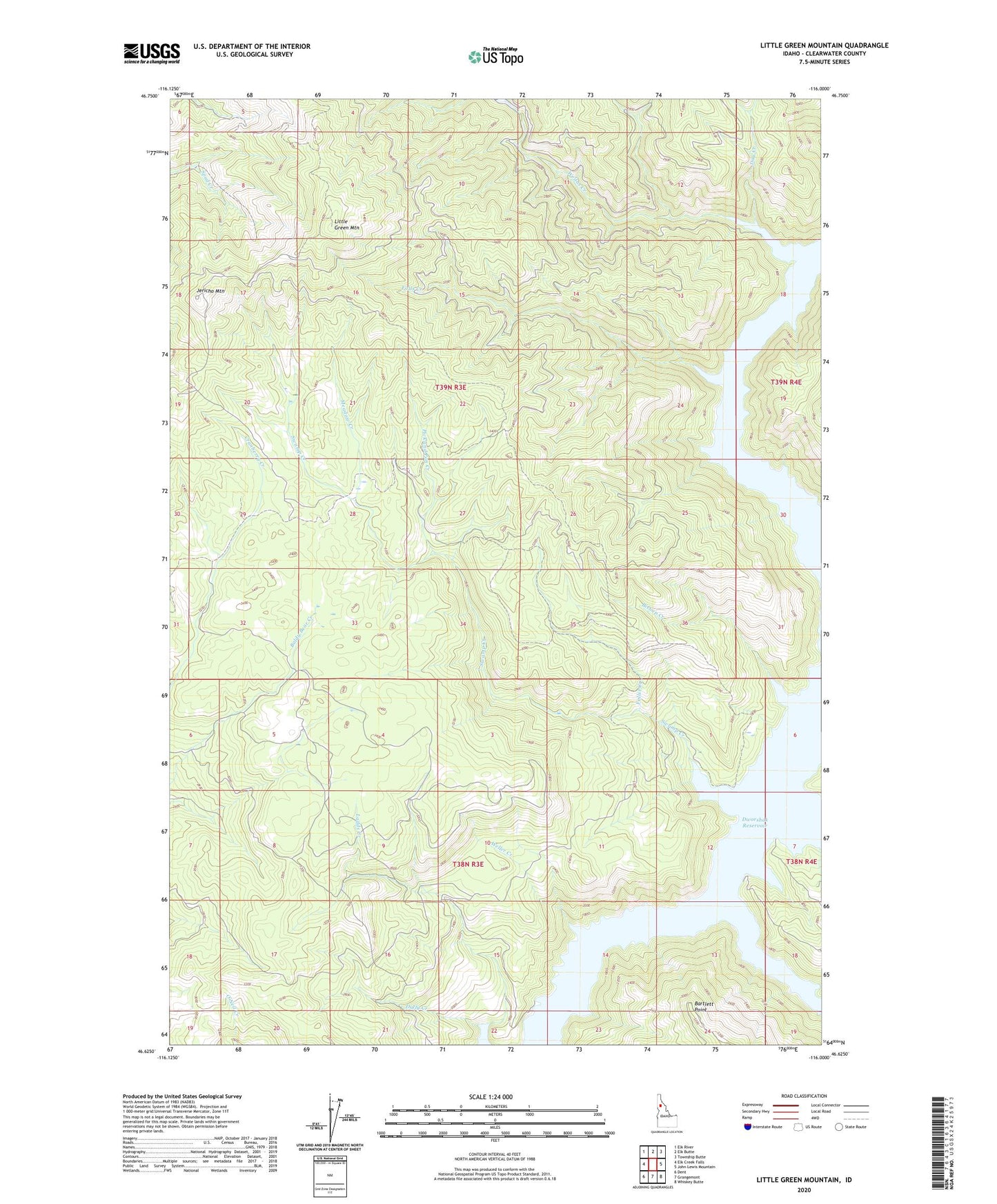 Little Green Mountain Idaho US Topo Map Image