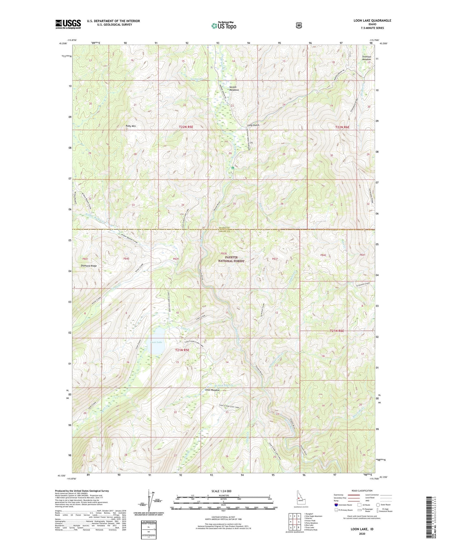 Loon Lake Idaho US Topo Map Image
