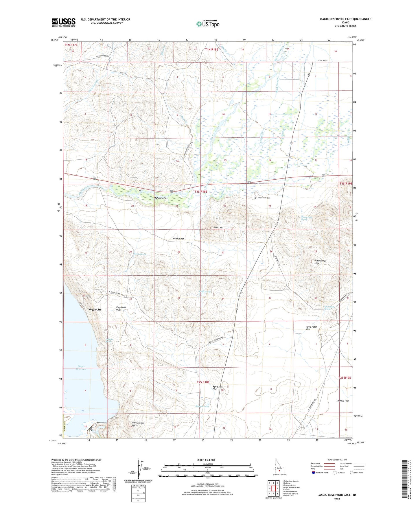 Magic Reservoir East Idaho US Topo Map Image