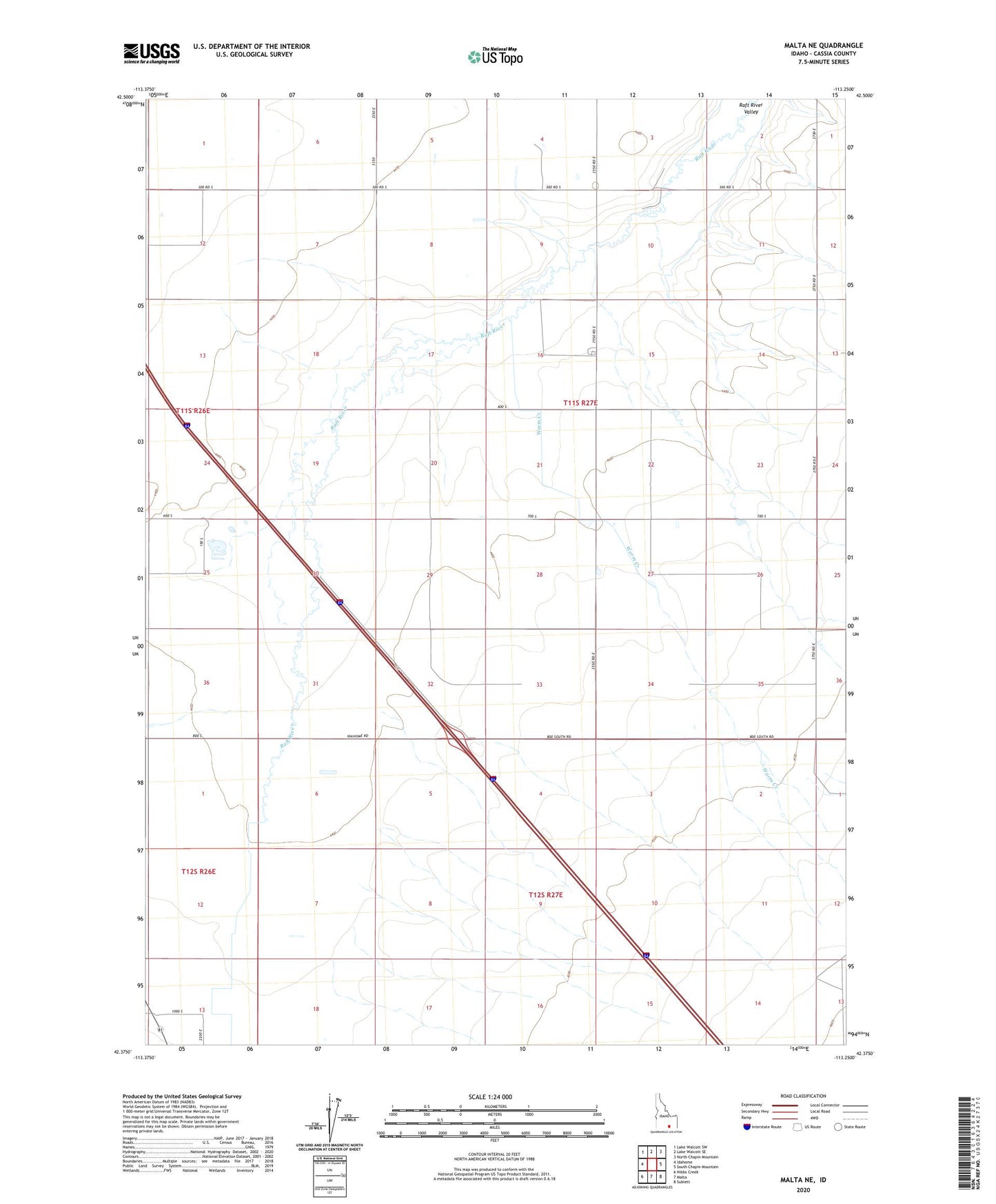 Malta NE Idaho US Topo Map Image