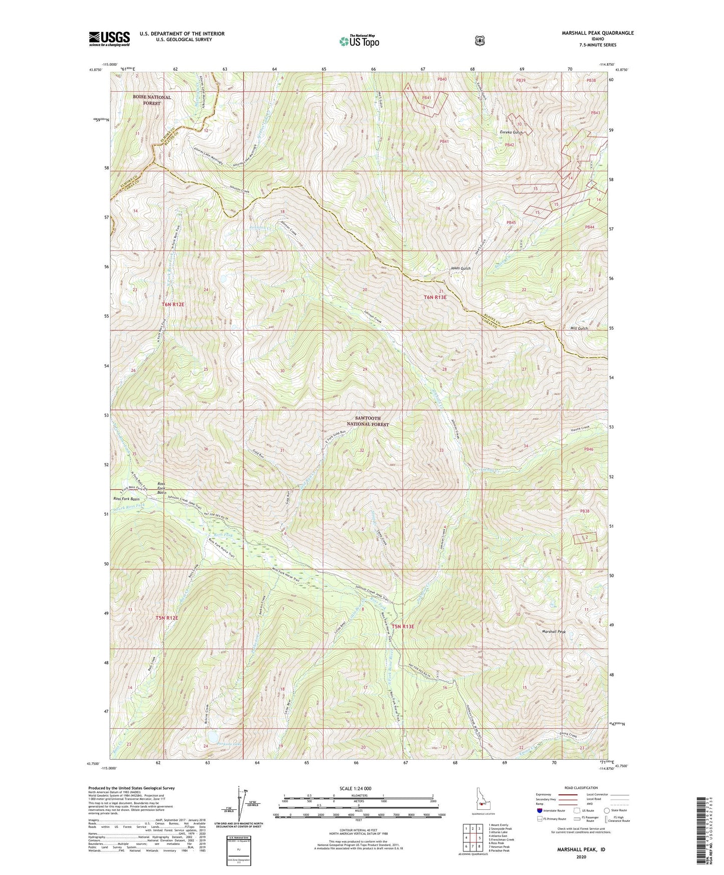 Marshall Peak Idaho US Topo Map Image