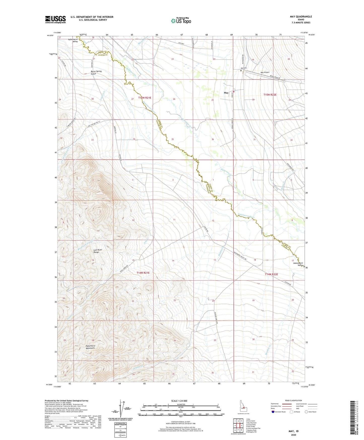 May Idaho US Topo Map Image
