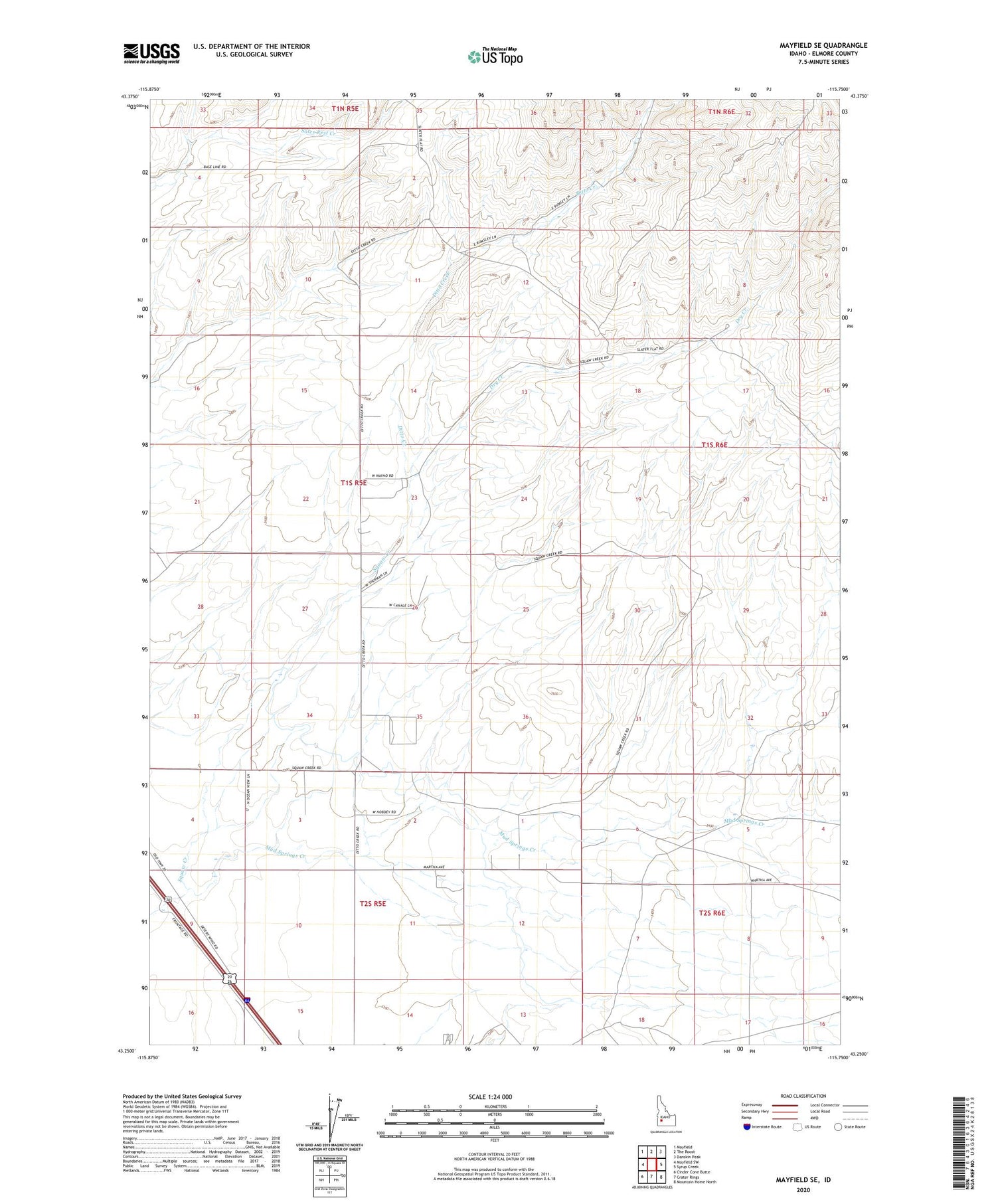 Mayfield SE Idaho US Topo Map Image