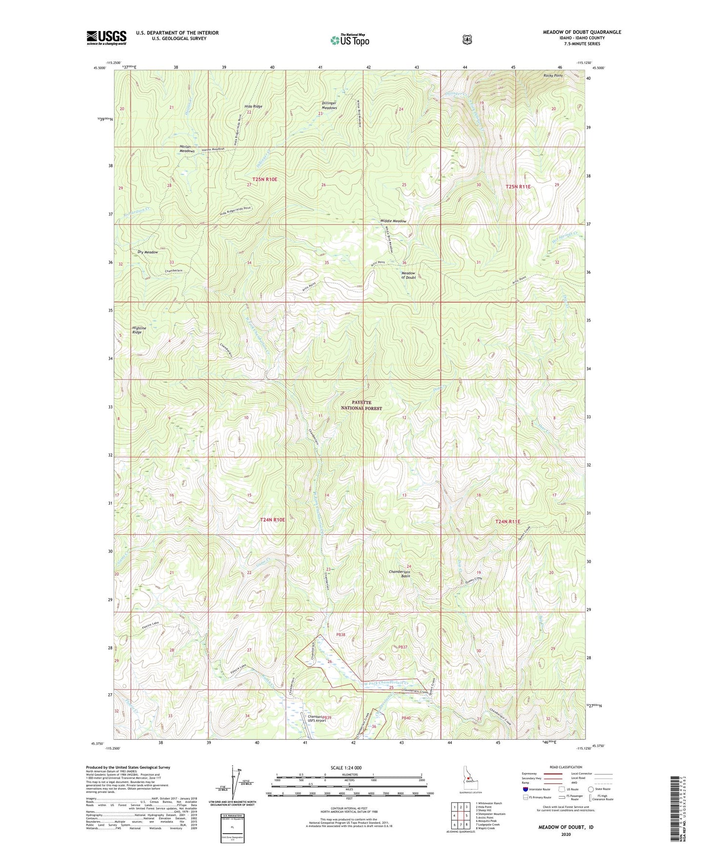 Meadow of Doubt Idaho US Topo Map Image