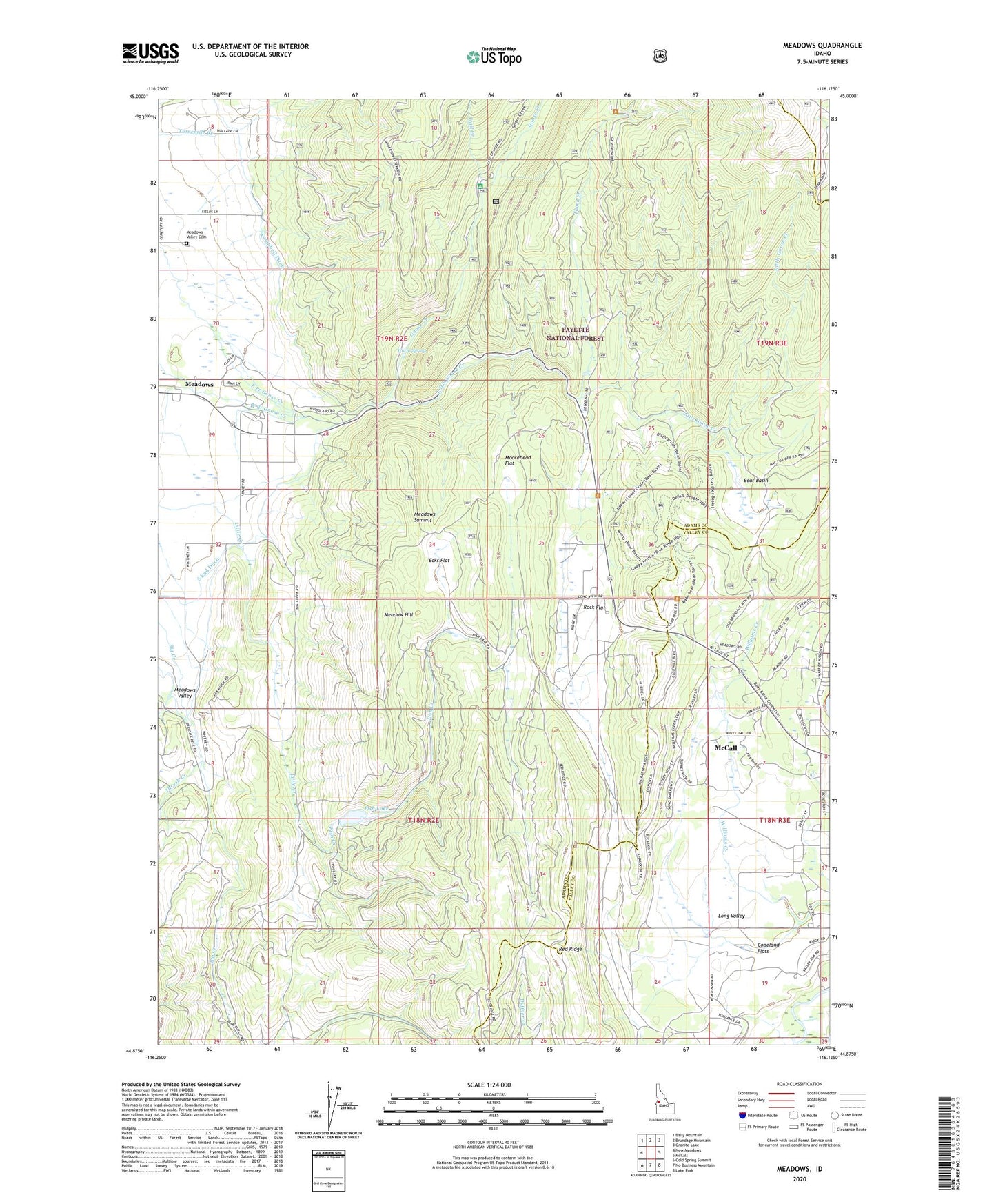 Meadows Idaho US Topo Map Image