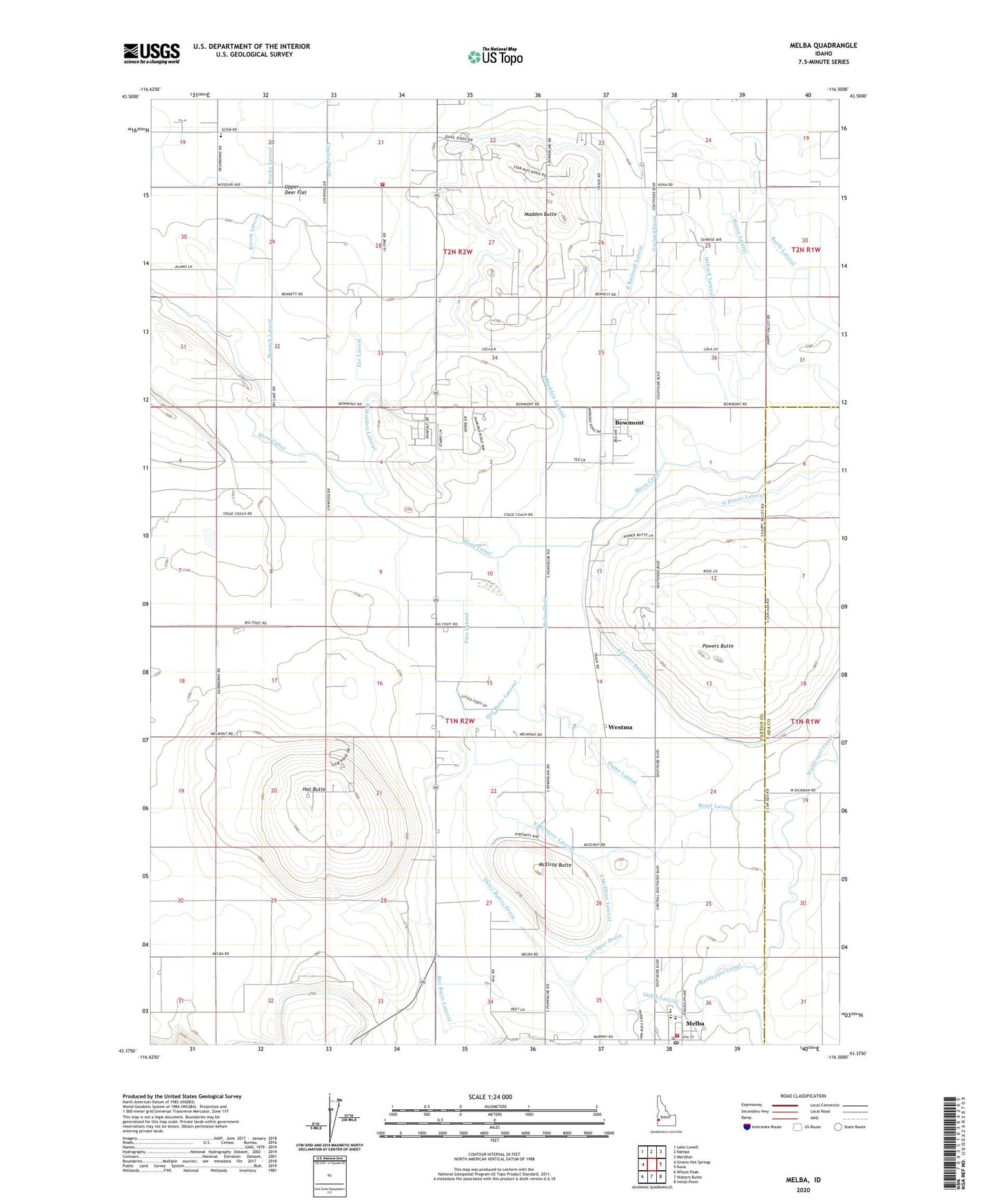 Melba Idaho US Topo Map Image