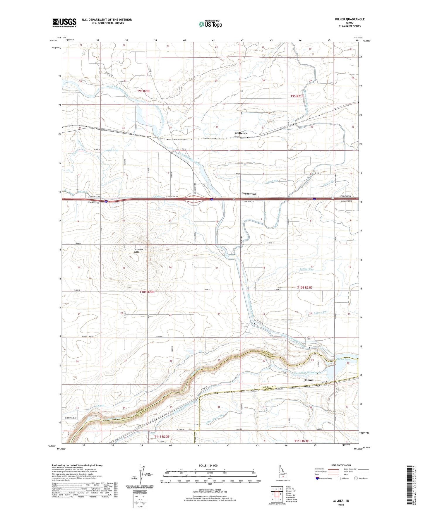 Milner Idaho US Topo Map Image