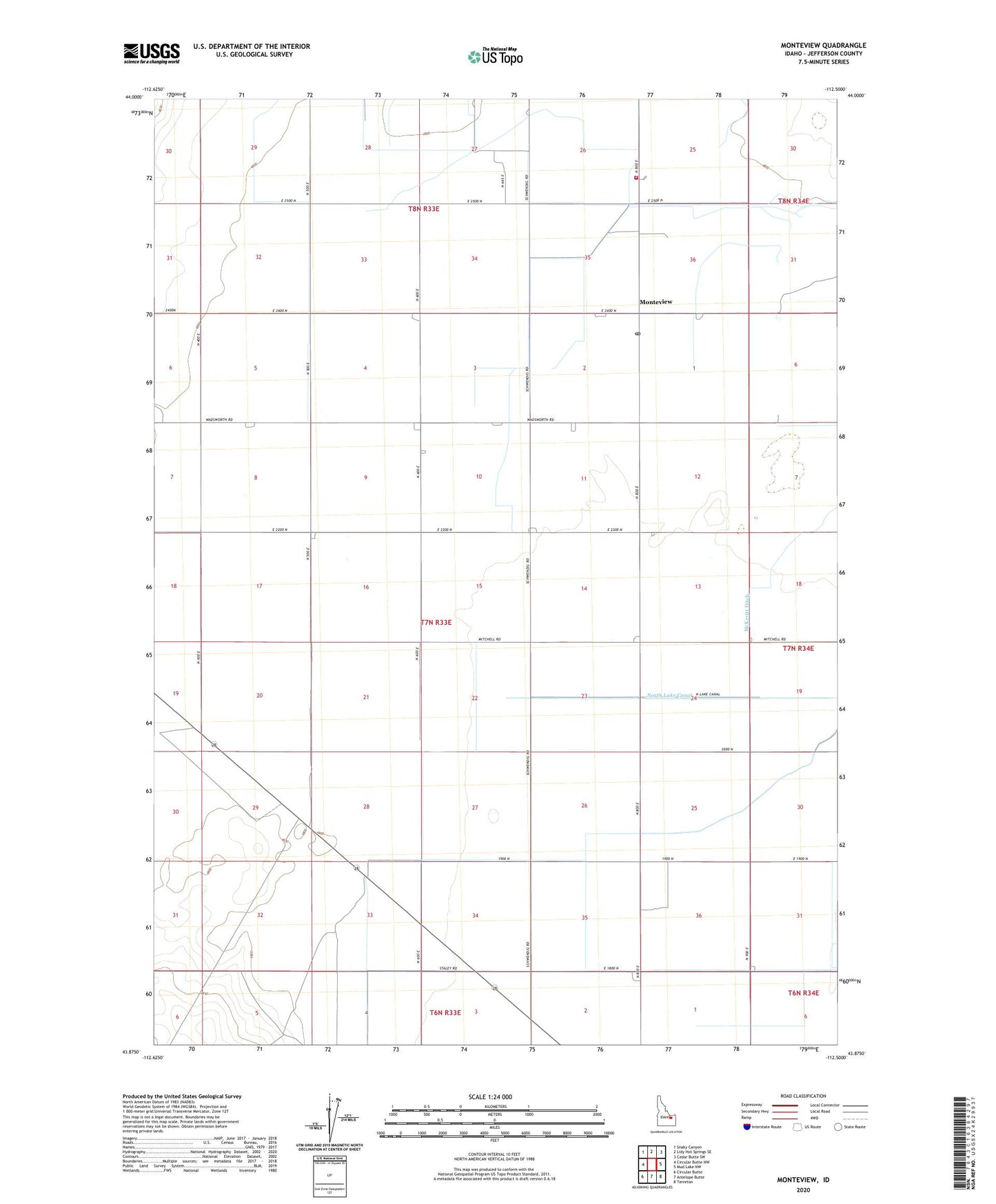 Monteview Idaho US Topo Map Image