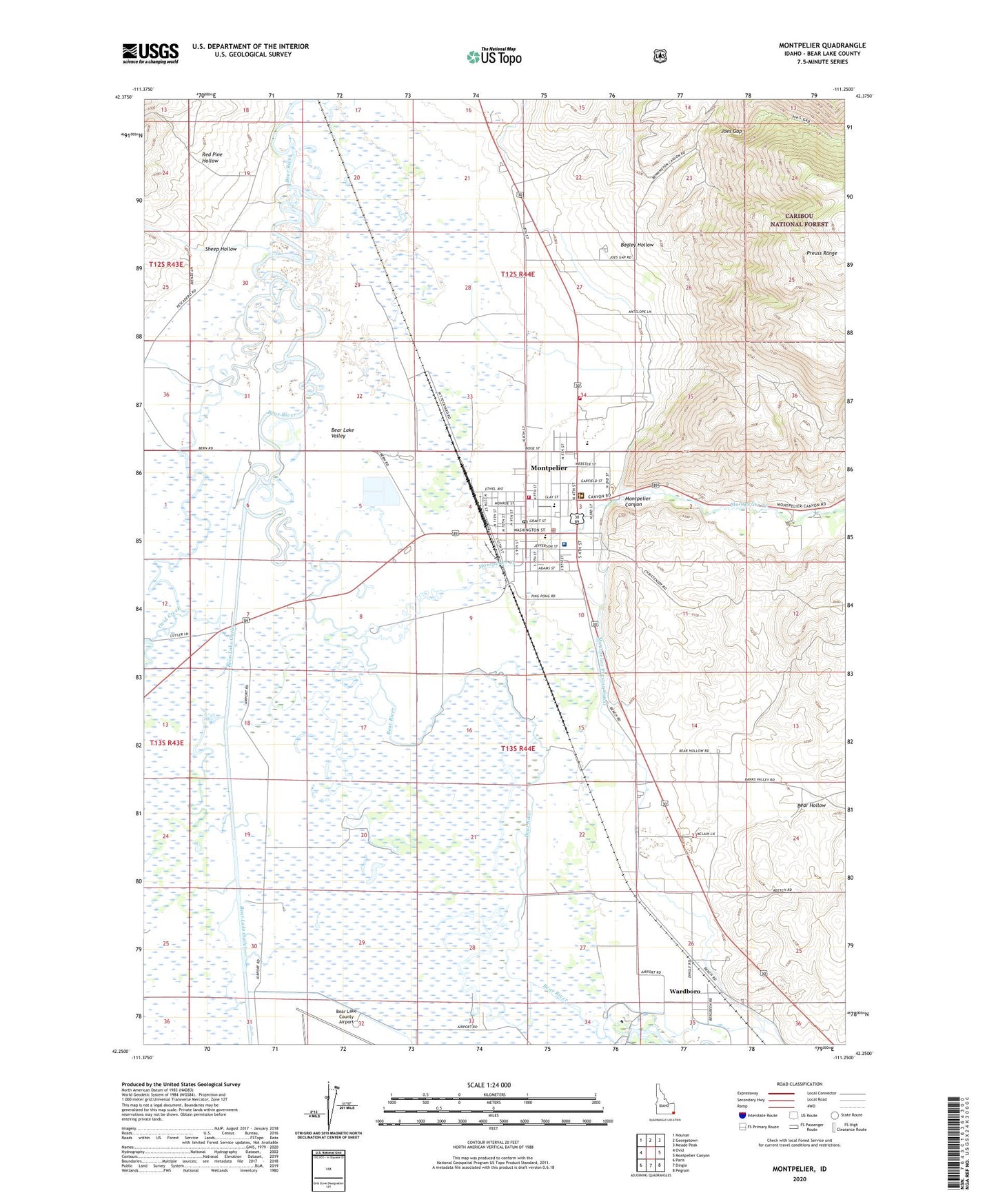 Montpelier Idaho US Topo Map Image