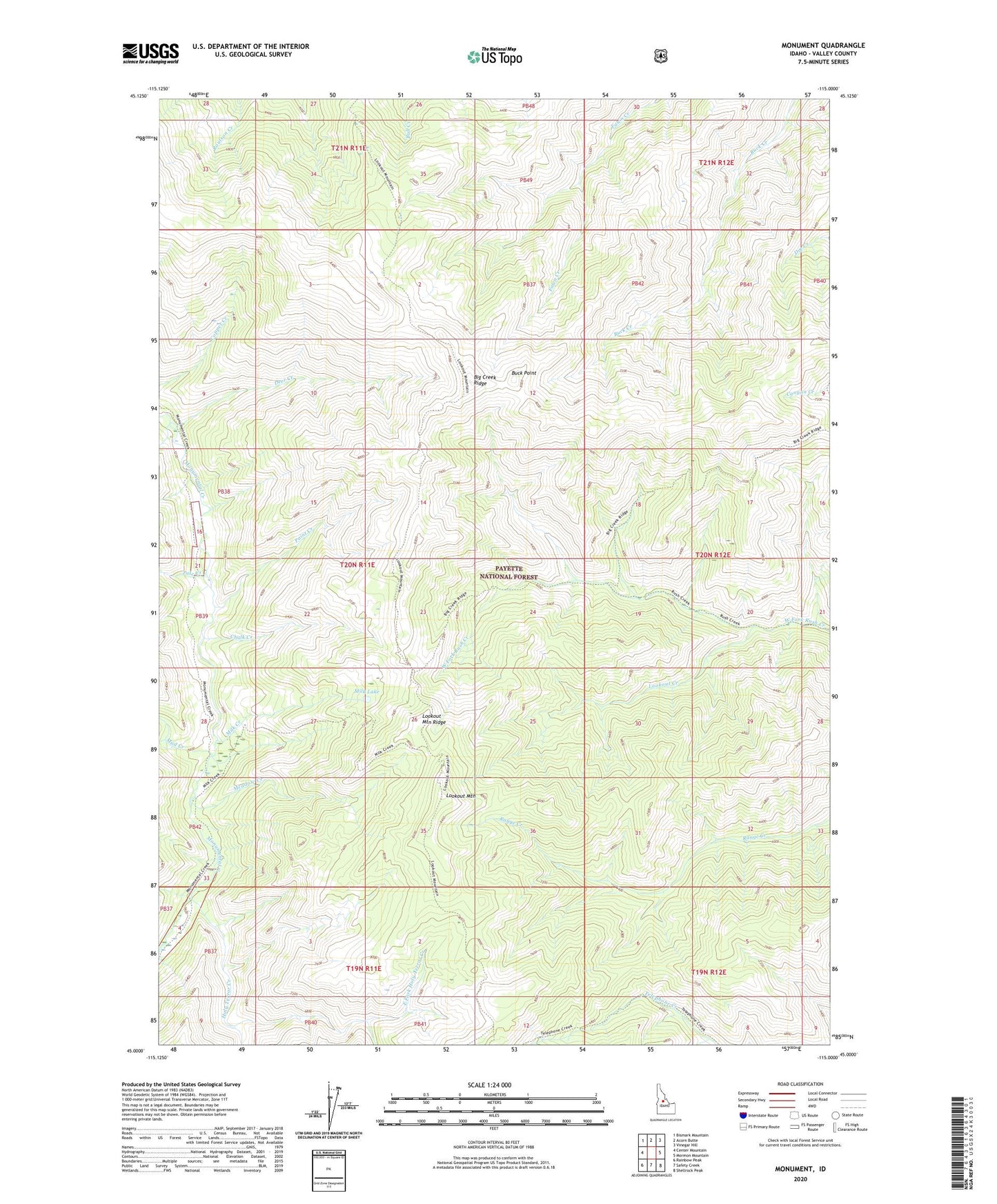 Monument Idaho US Topo Map Image