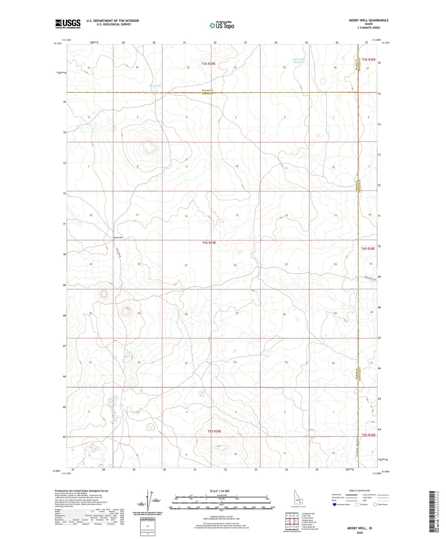 Mosby Well Idaho US Topo Map Image