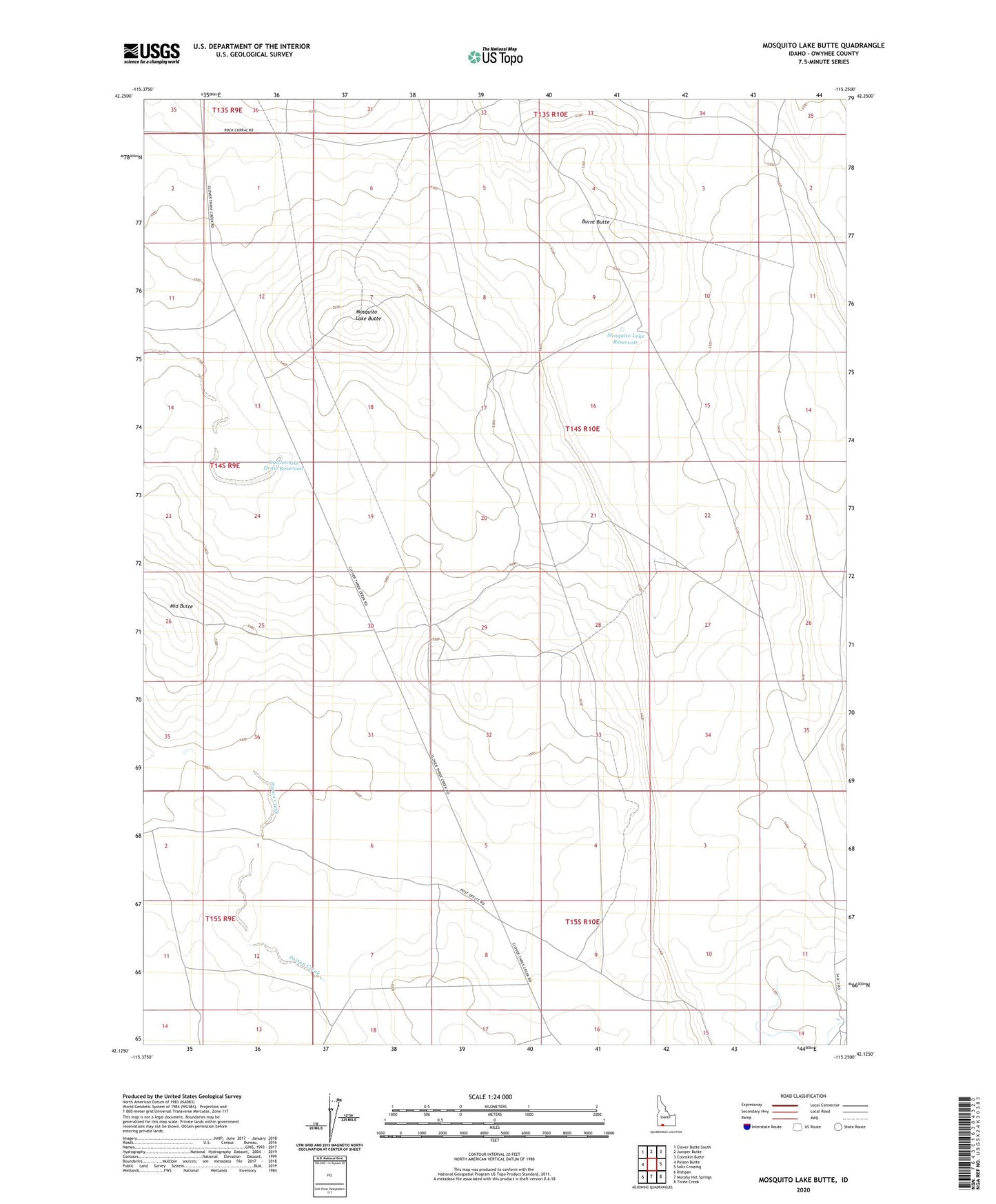 Mosquito Lake Butte Idaho US Topo Map Image