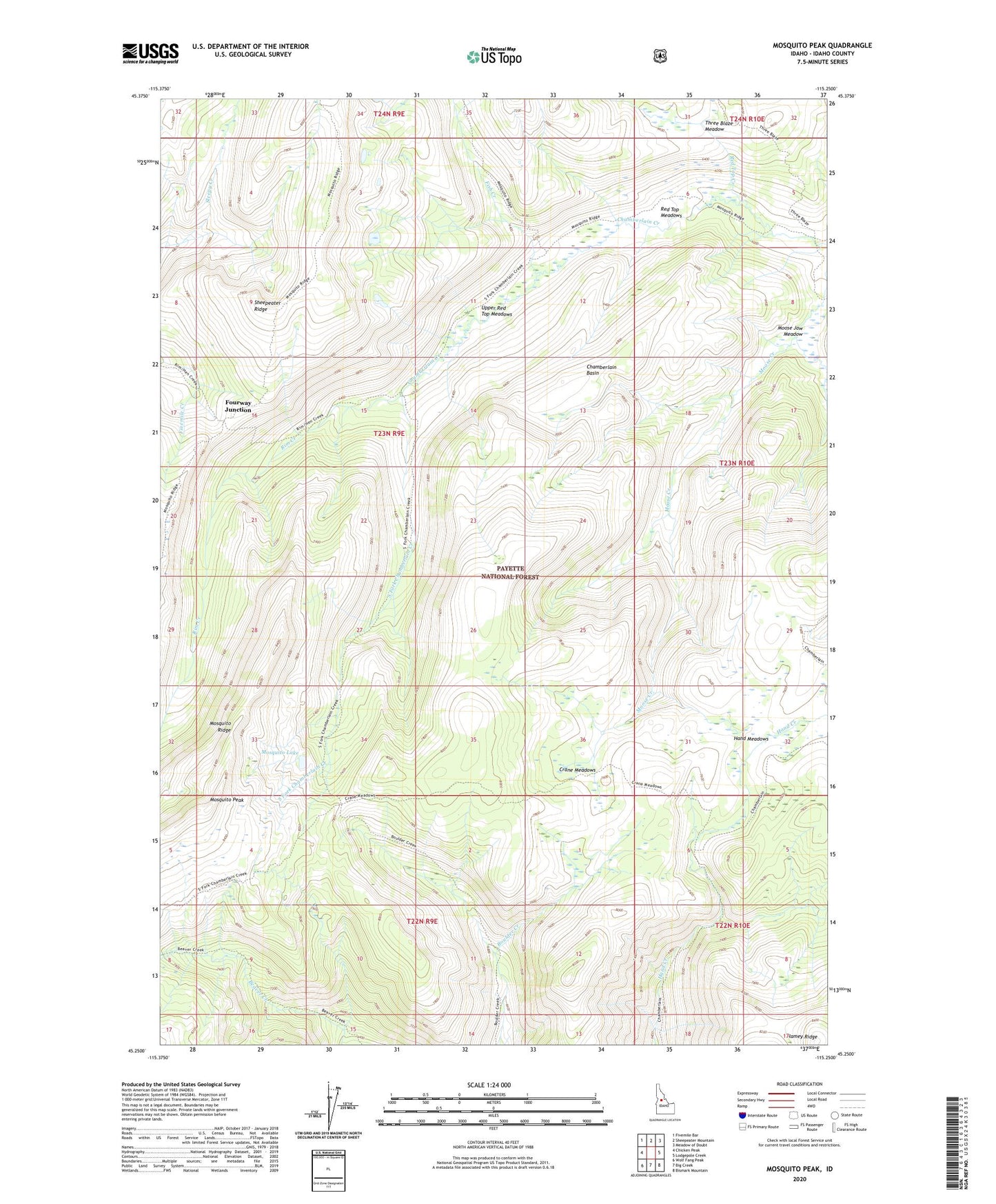 Mosquito Peak Idaho US Topo Map Image
