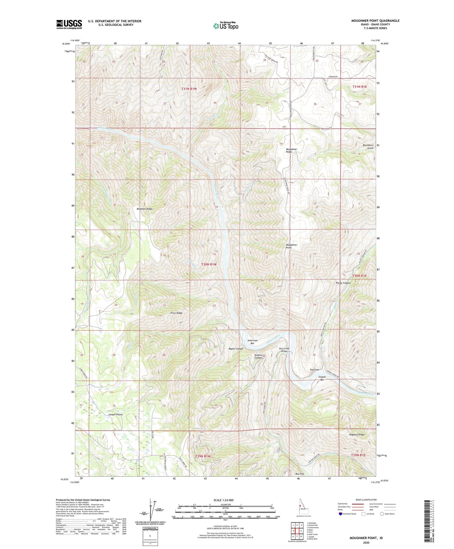Moughmer Point Idaho US Topo Map Image