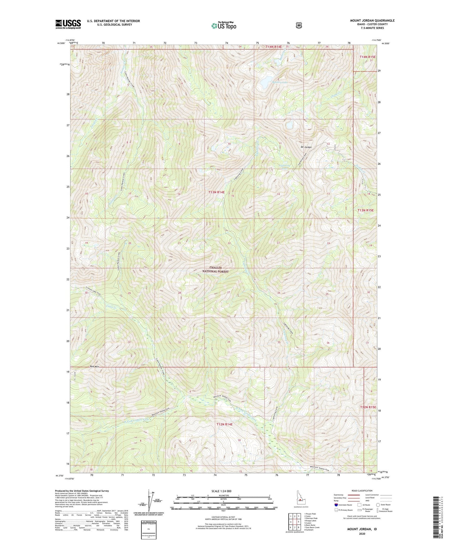 Mount Jordan Idaho US Topo Map Image