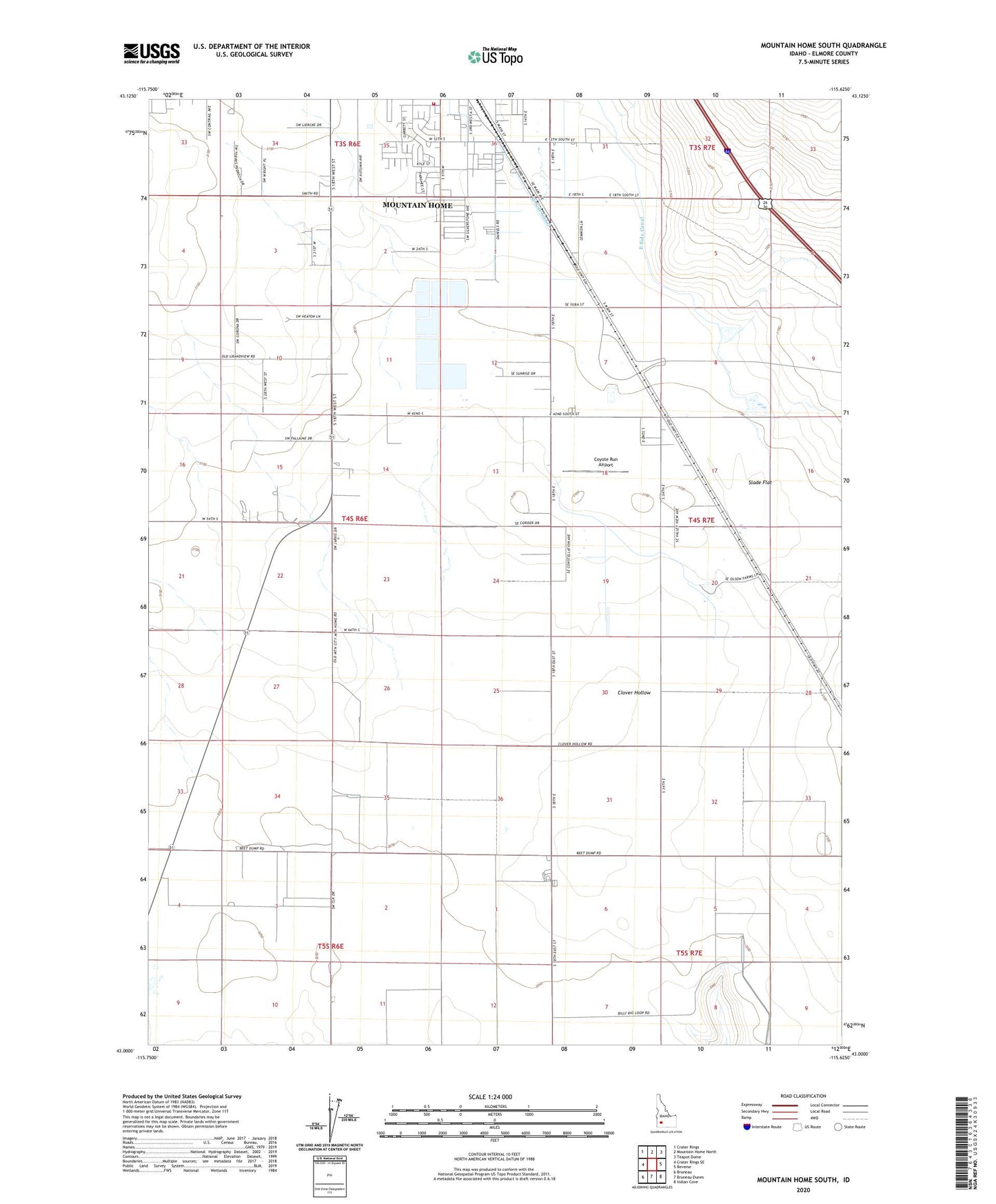 Mountain Home South Idaho US Topo Map Image