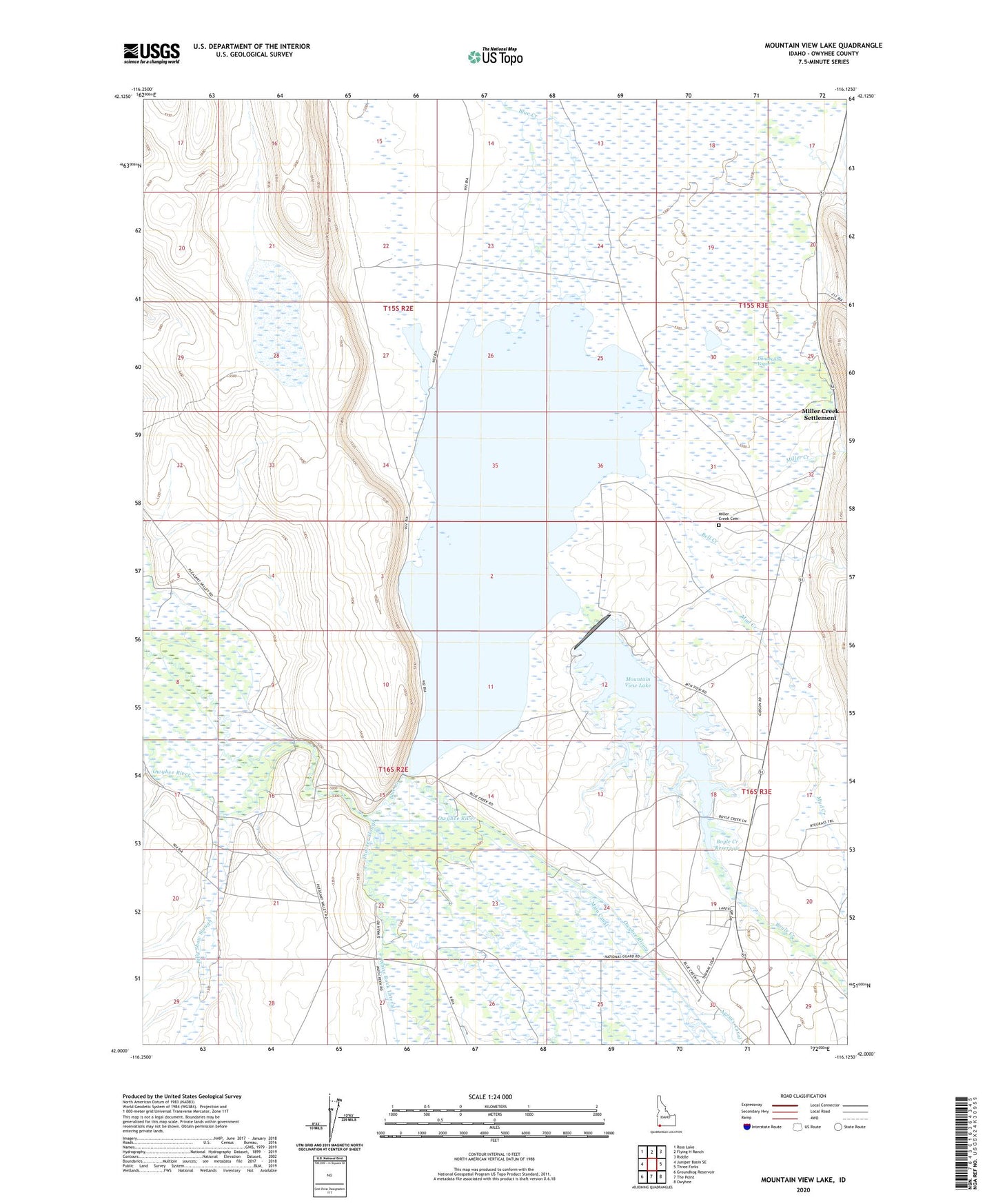 Mountain View Lake Idaho US Topo Map Image