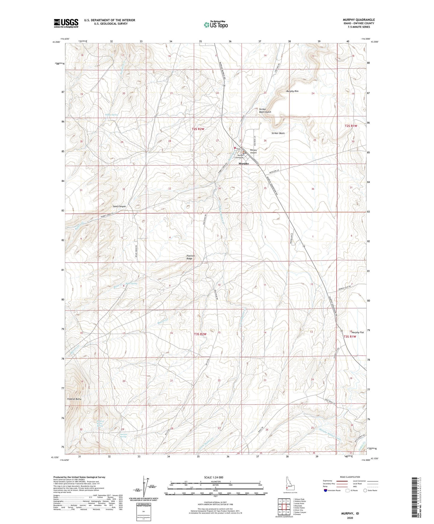 Murphy Idaho US Topo Map Image
