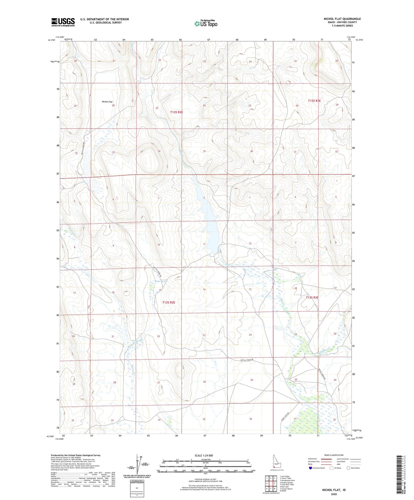 Nichol Flat Idaho US Topo Map Image