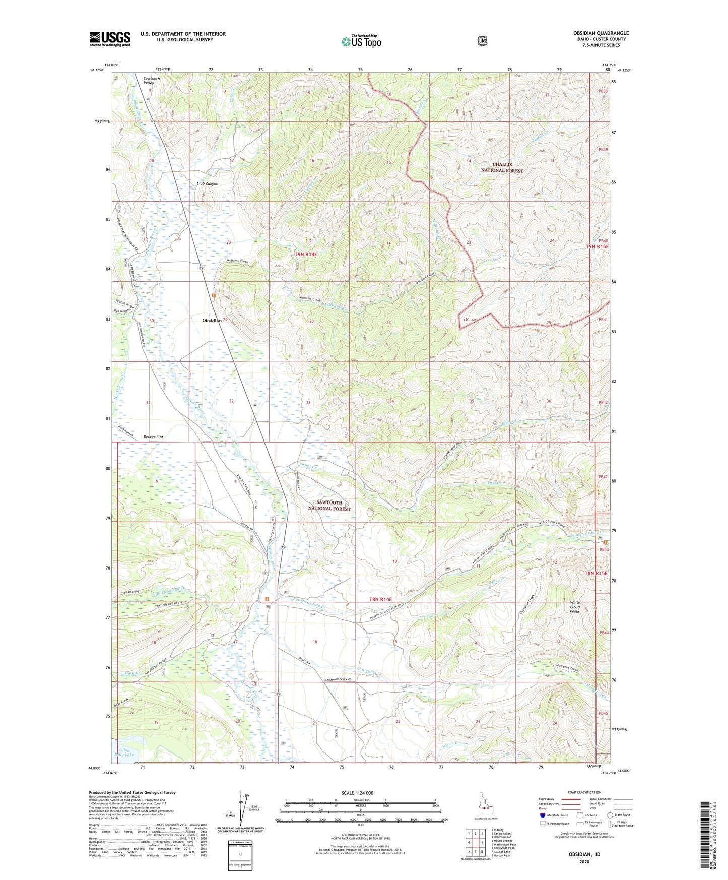 Obsidian Idaho US Topo Map Image