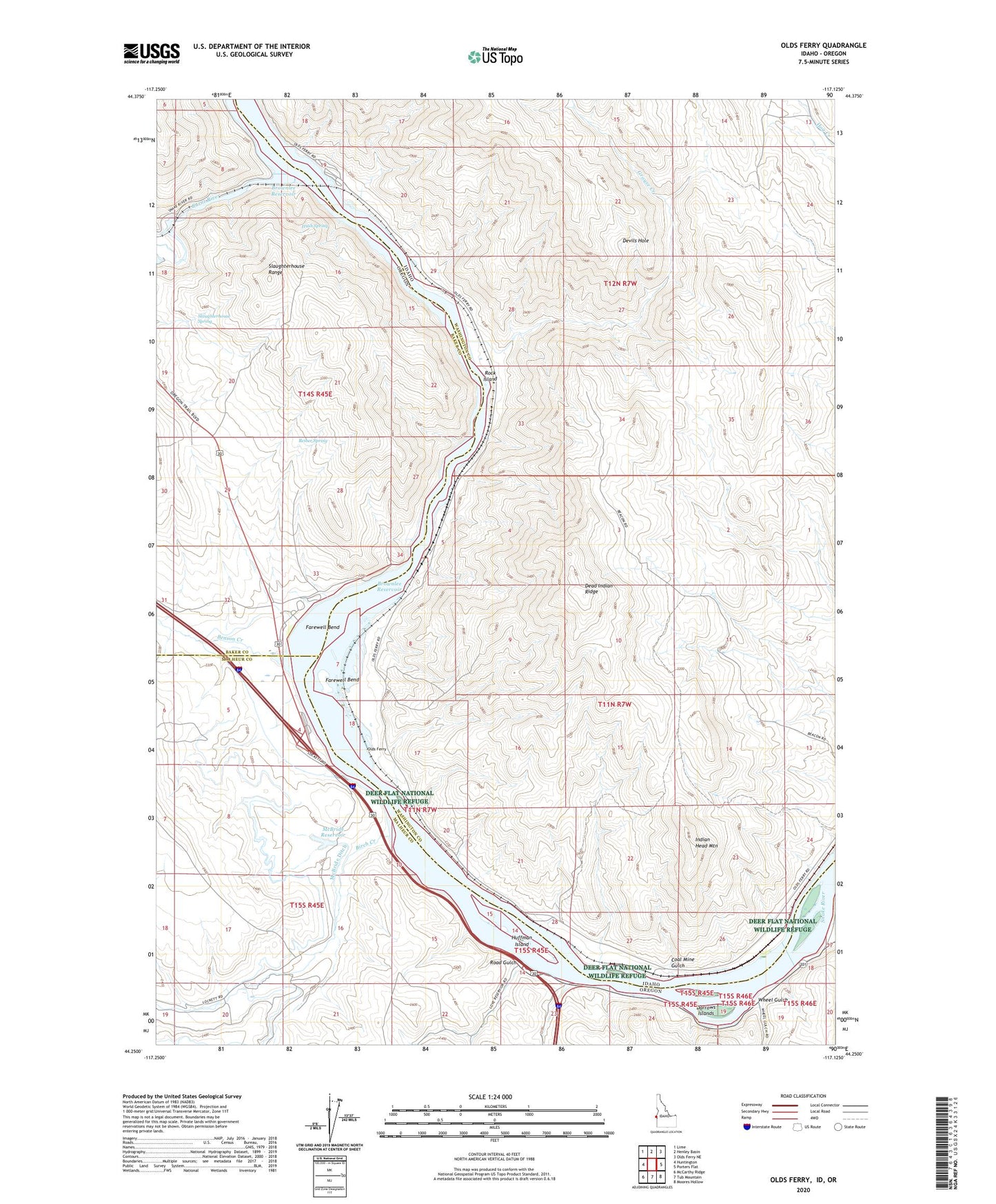 Olds Ferry Idaho US Topo Map Image
