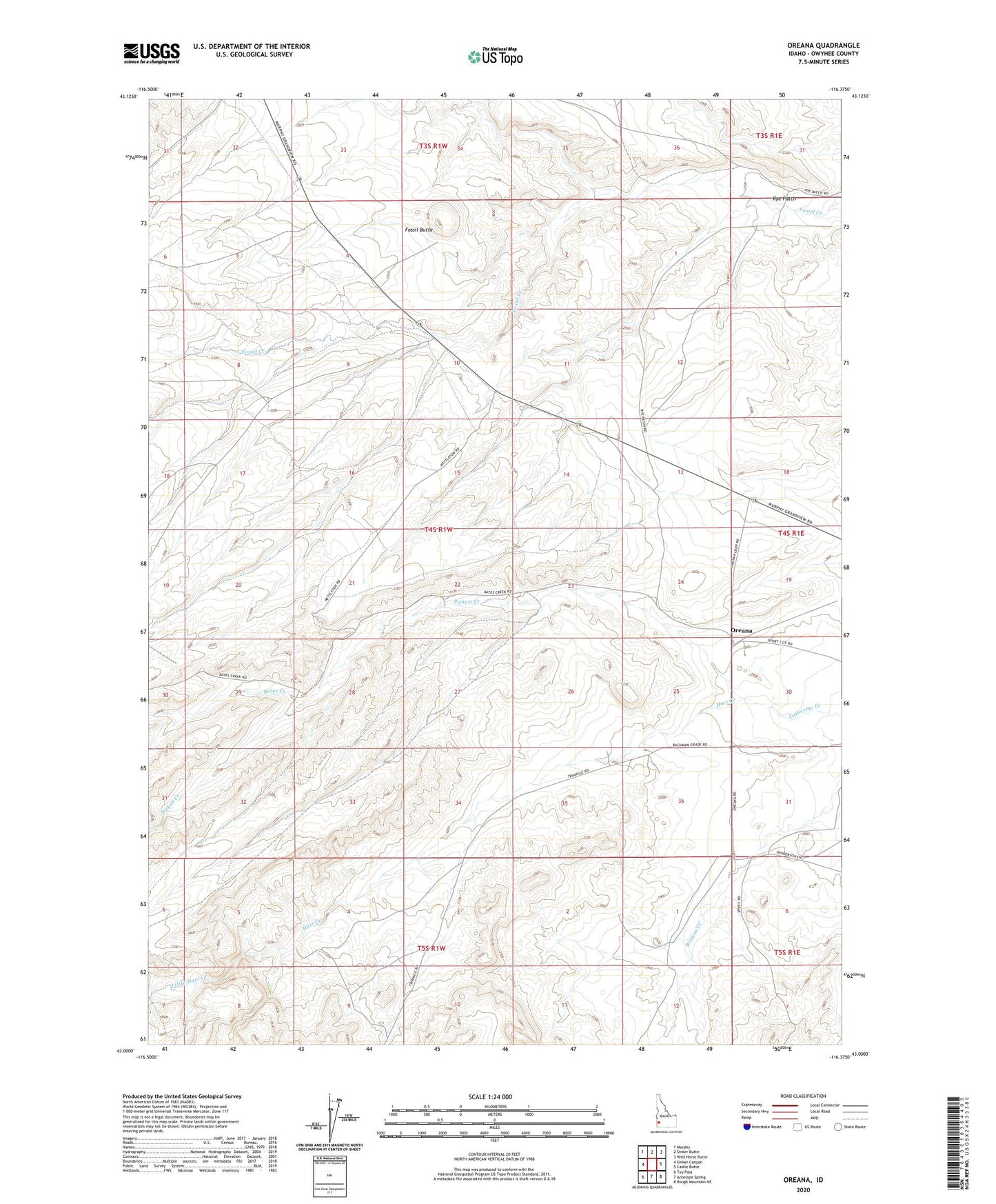 Oreana Idaho US Topo Map Image