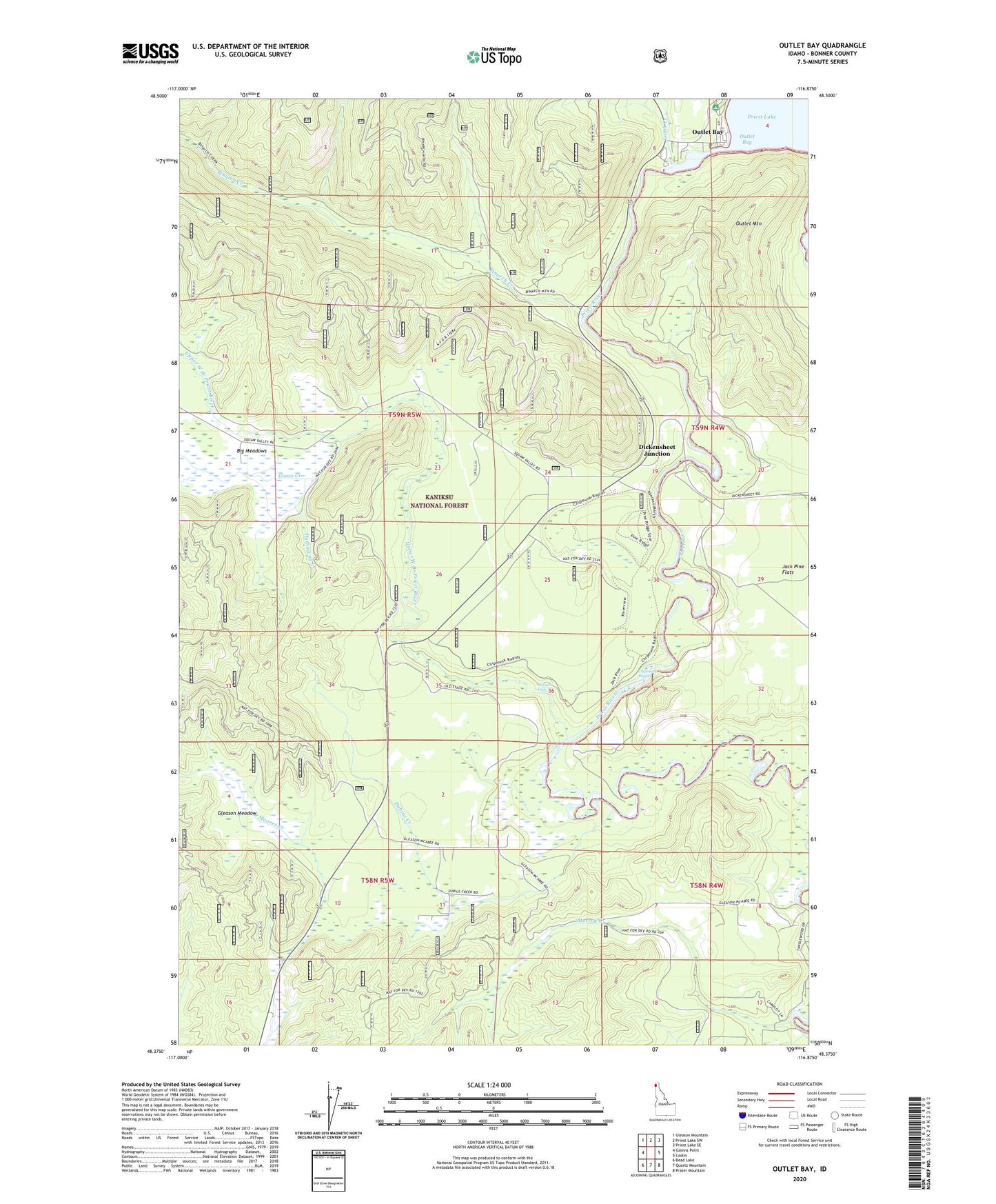Outlet Bay Idaho US Topo Map Image