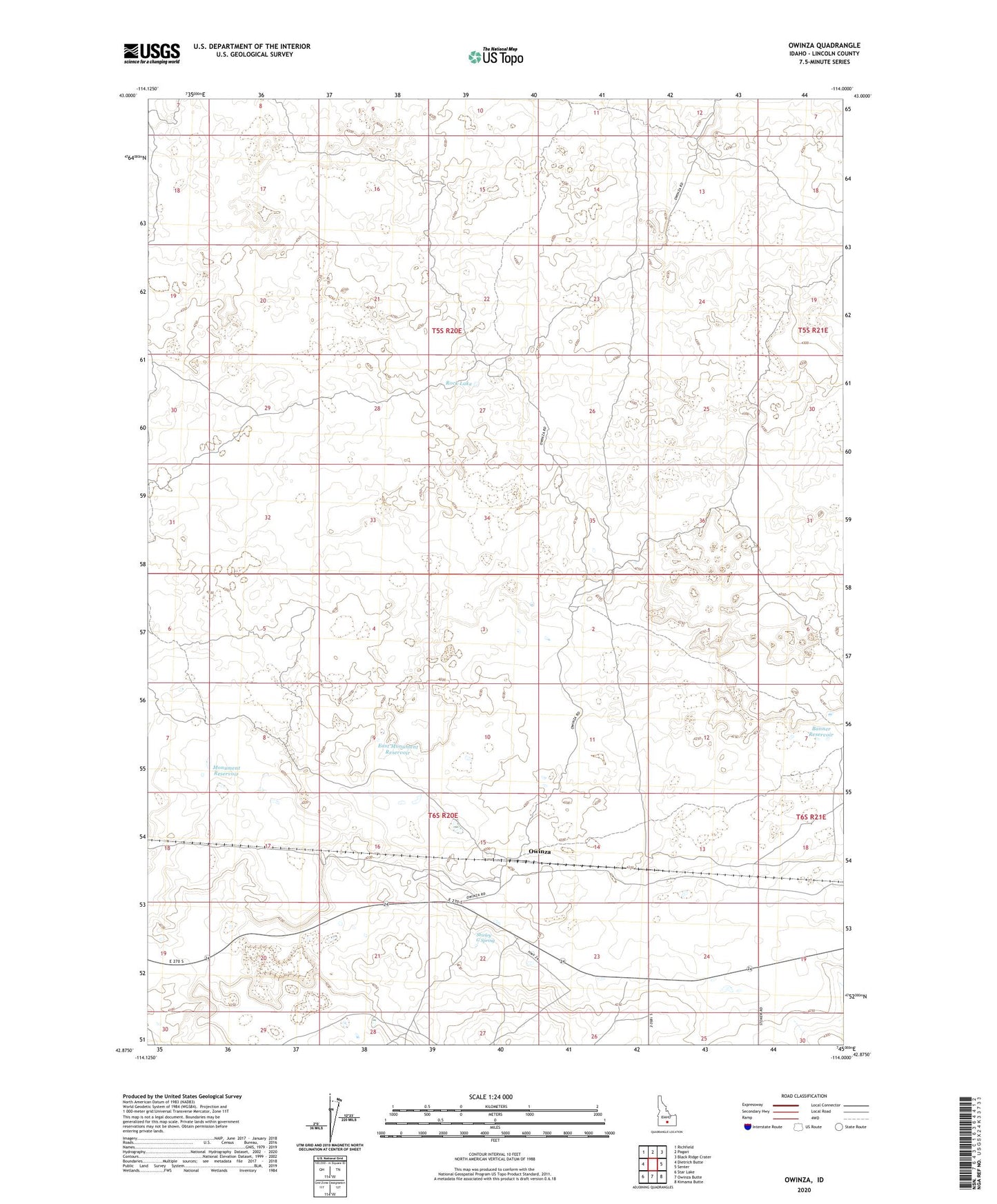 Owinza Idaho US Topo Map Image