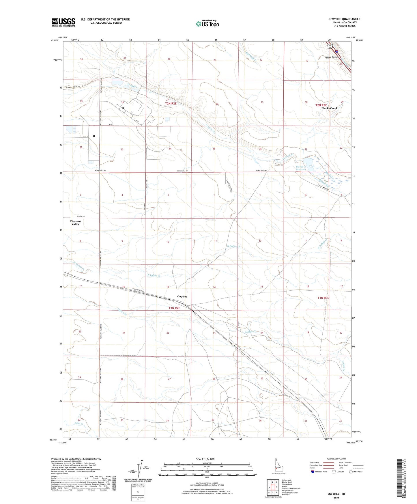 Owyhee Idaho US Topo Map Image