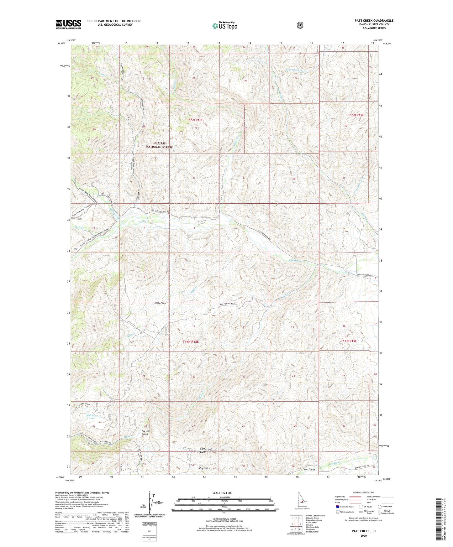 Pats Creek Idaho US Topo Map Image