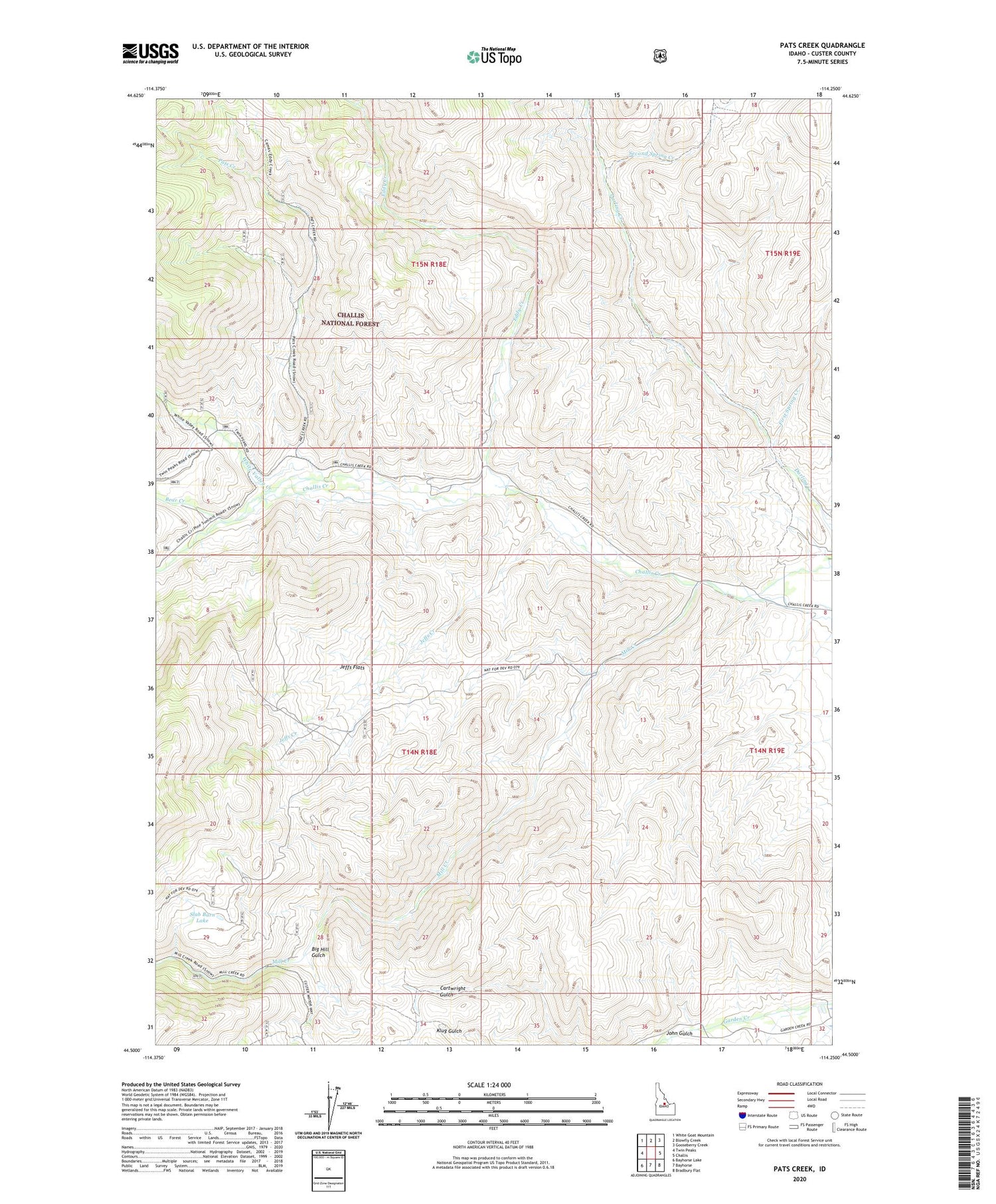 Pats Creek Idaho US Topo Map Image