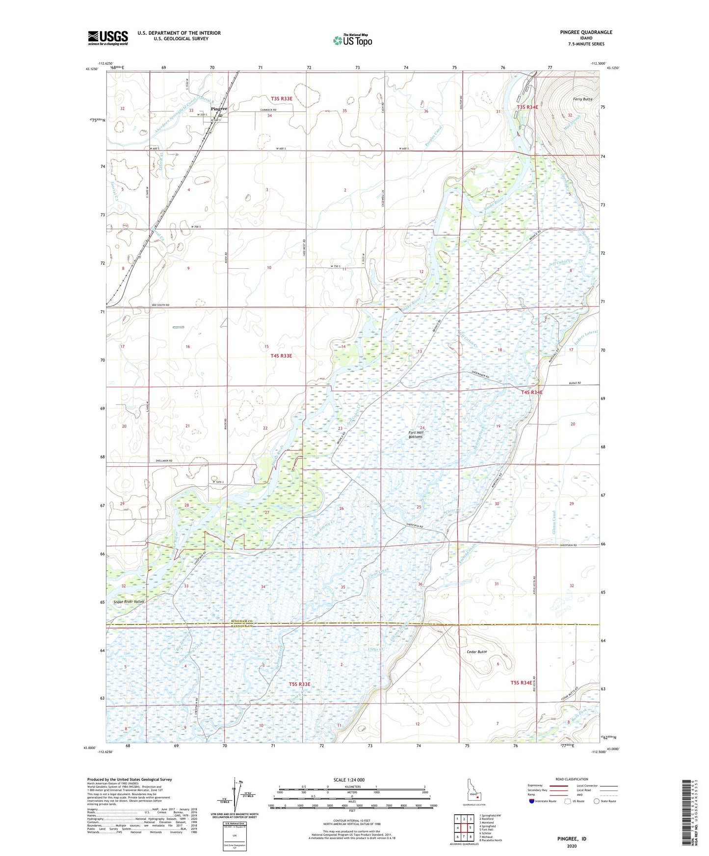 Pingree Idaho US Topo Map Image