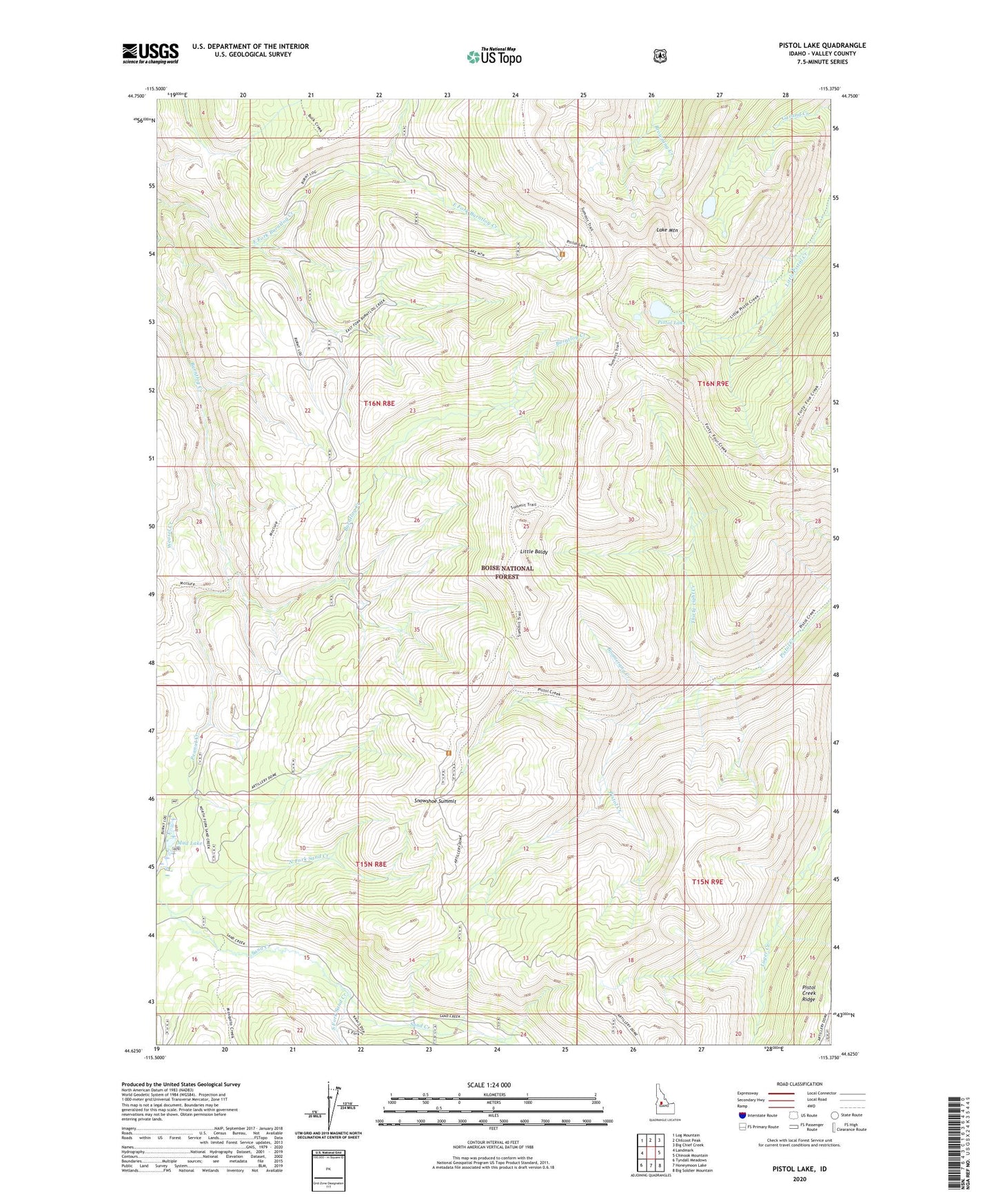 Pistol Lake Idaho US Topo Map Image