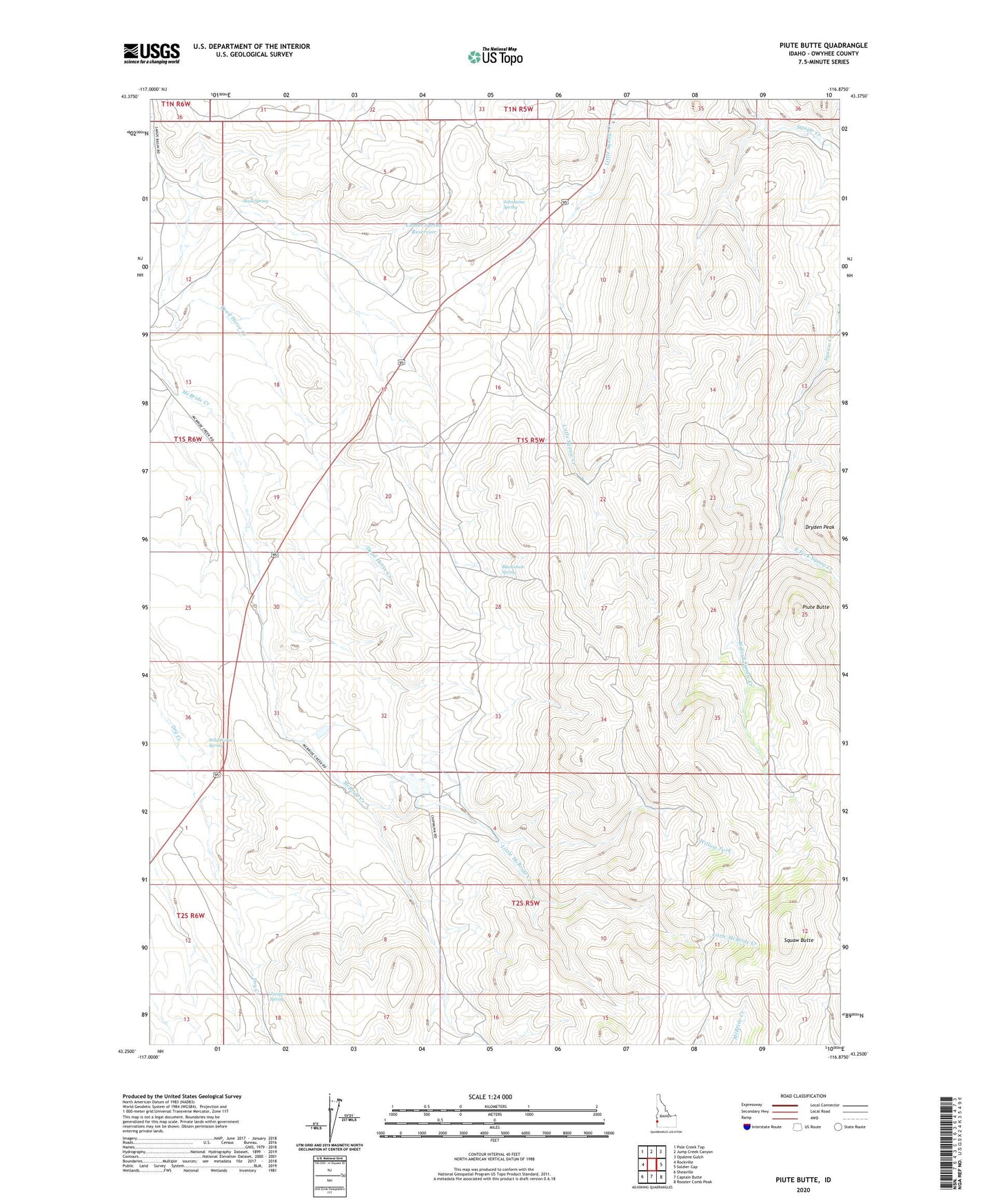 Piute Butte Idaho US Topo Map Image